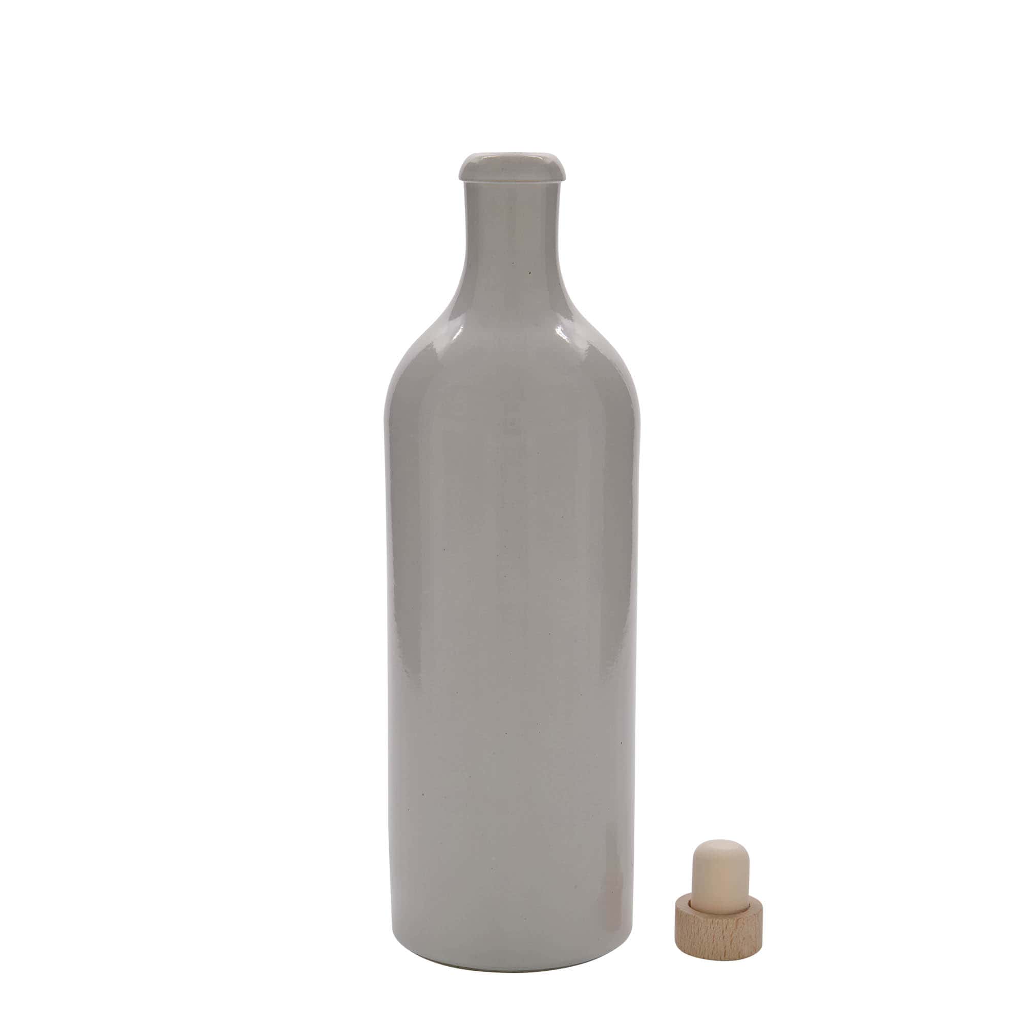 750 ml dzban gliniany, kamionka, biały, wylot: korek