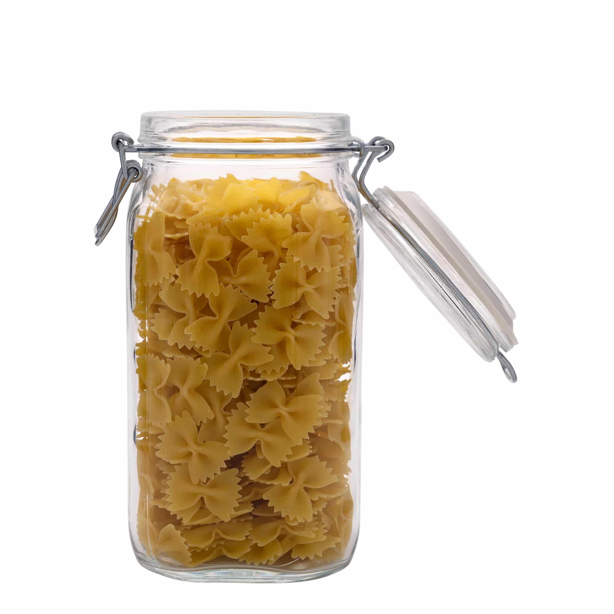 1.500 ml słoik z drucianym zamknięciem „Fido”, kwadratowy, otwór: zamknięcie druciane