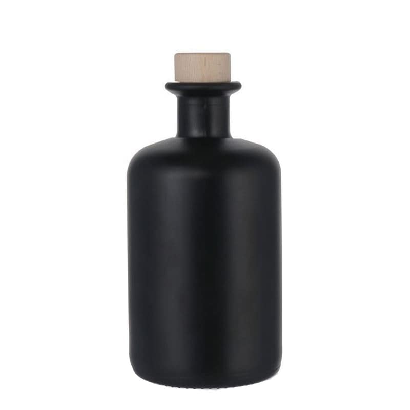 350 ml butelka szklana apteczna, czarna, zamknięcie: korek