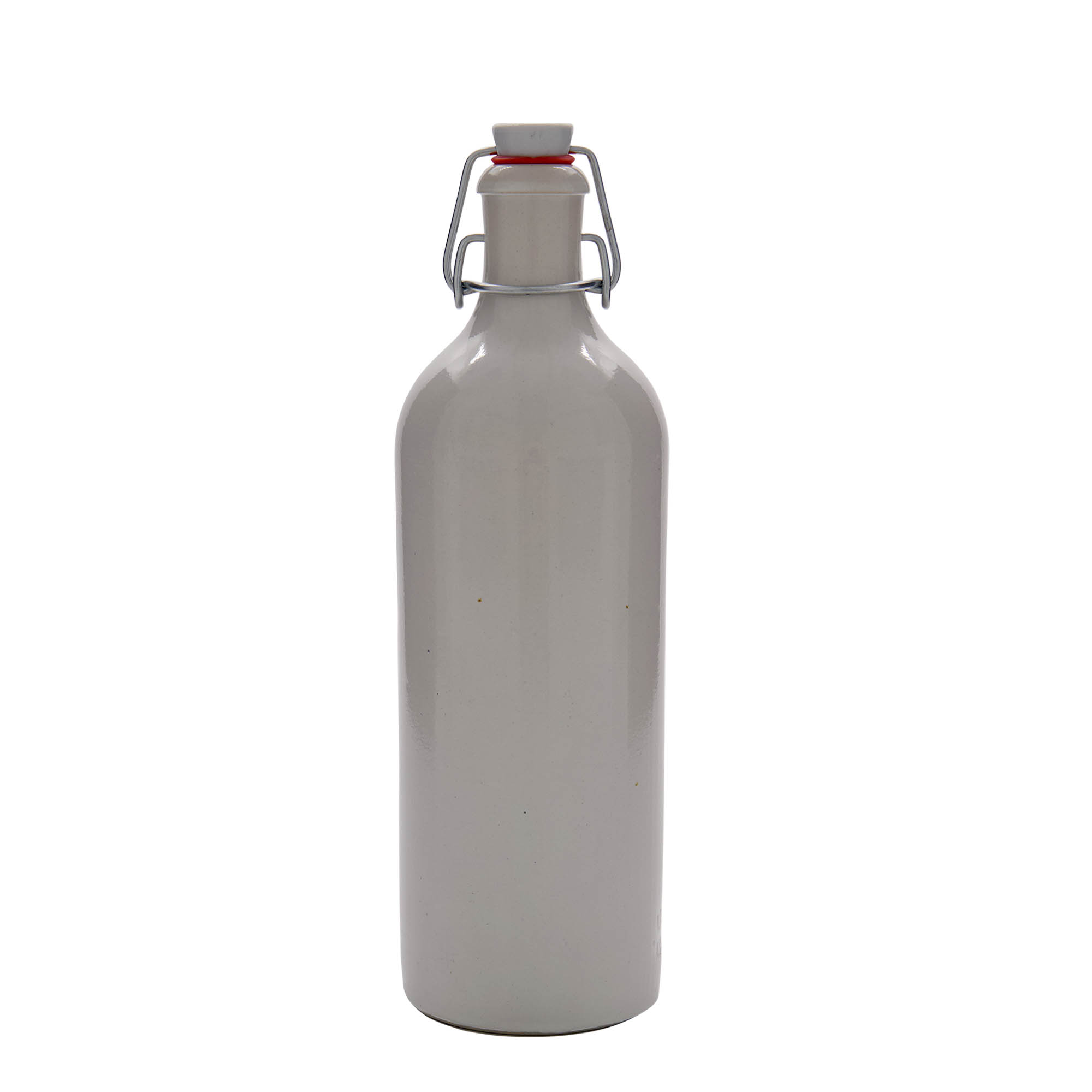 750 ml dzban gliniany, kamionkowy, biały, z otworem: zamknięcie na klamrę