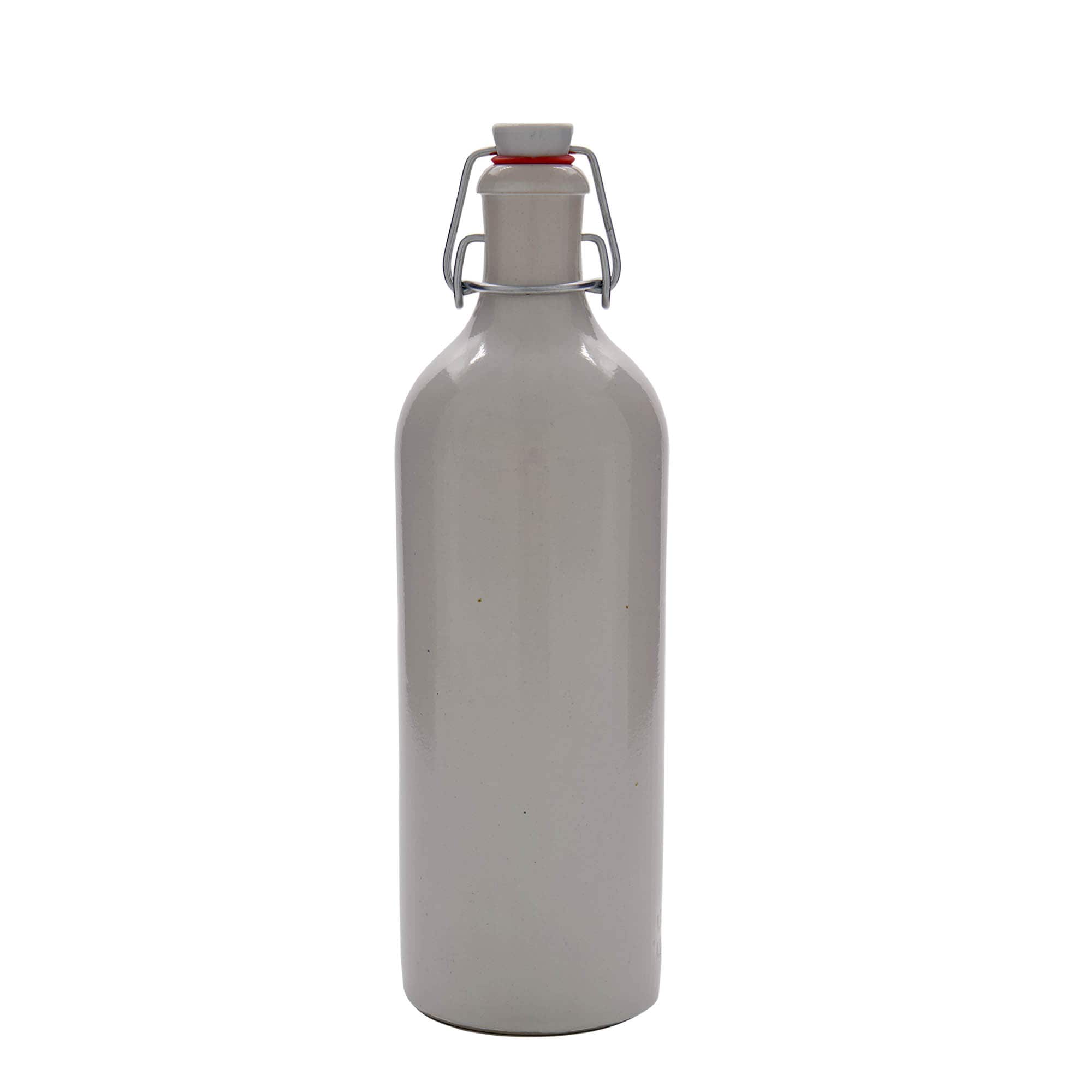750 ml dzban gliniany, kamionkowy, biały, z otworem: zamknięcie na klamrę