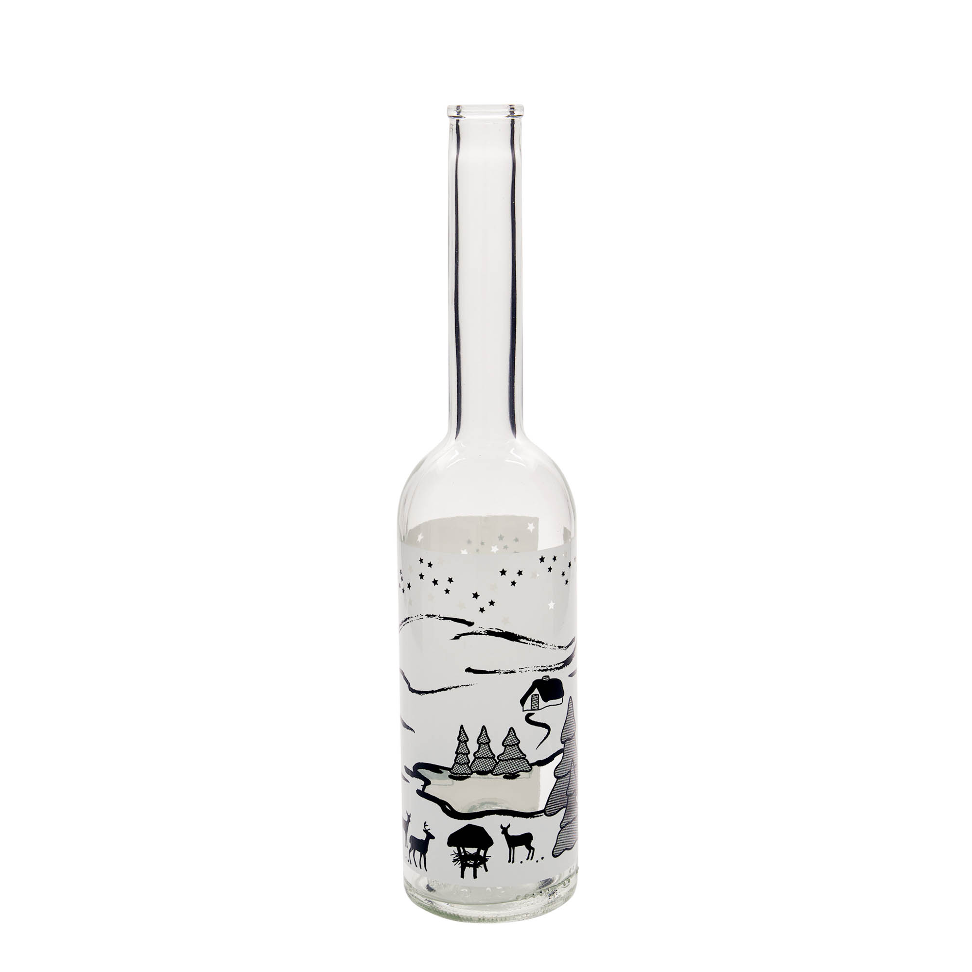 500 ml butelka szklana 'Opera', motyw: Zimowy sen-Bianco, szyjka: korek 500 ml butelka szklana 'Opera', motyw: Zimowy sen-Bianco, szyjka: korek