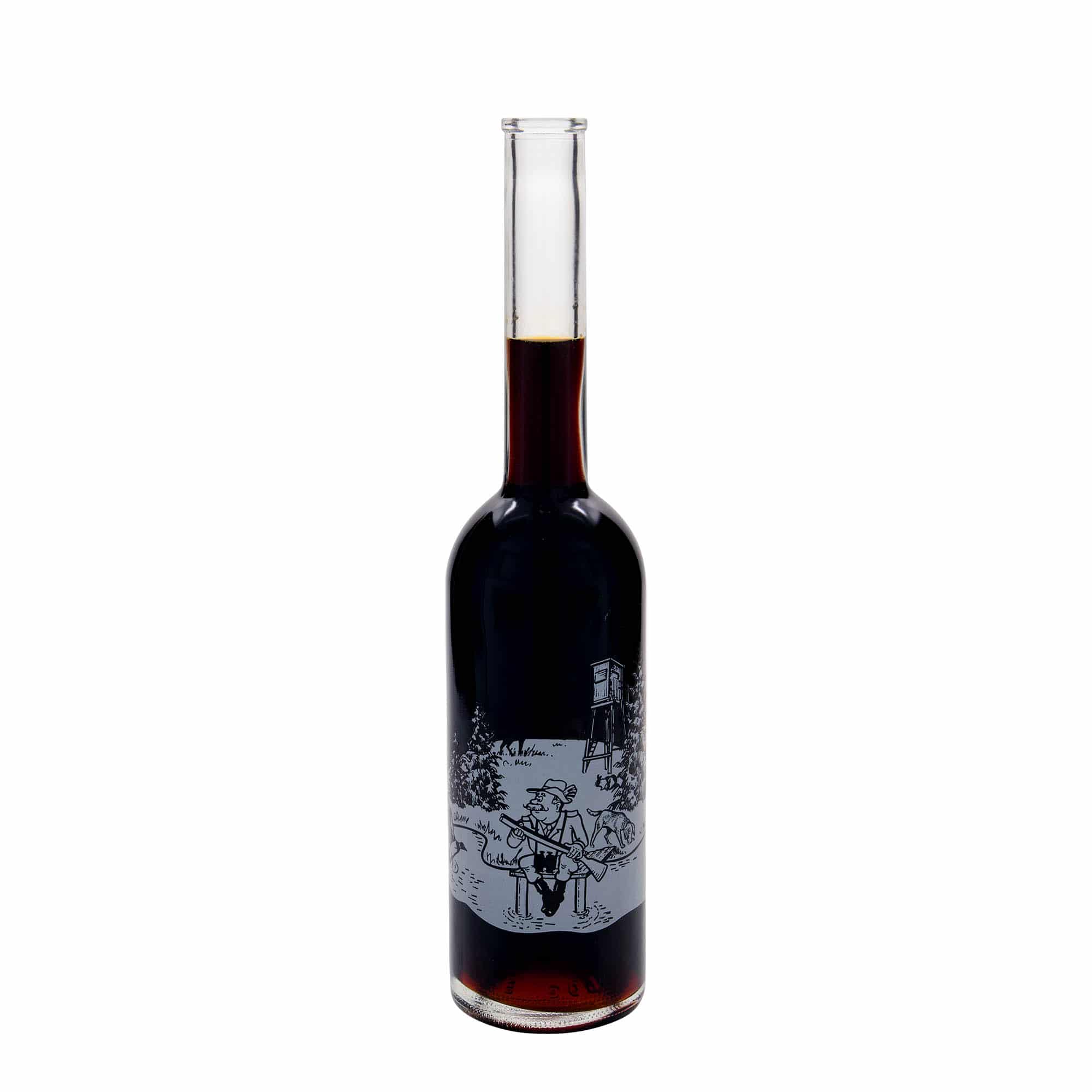 500 ml butelka szklana 'Opera', wzór: myśliwy, zamknięcie: korek