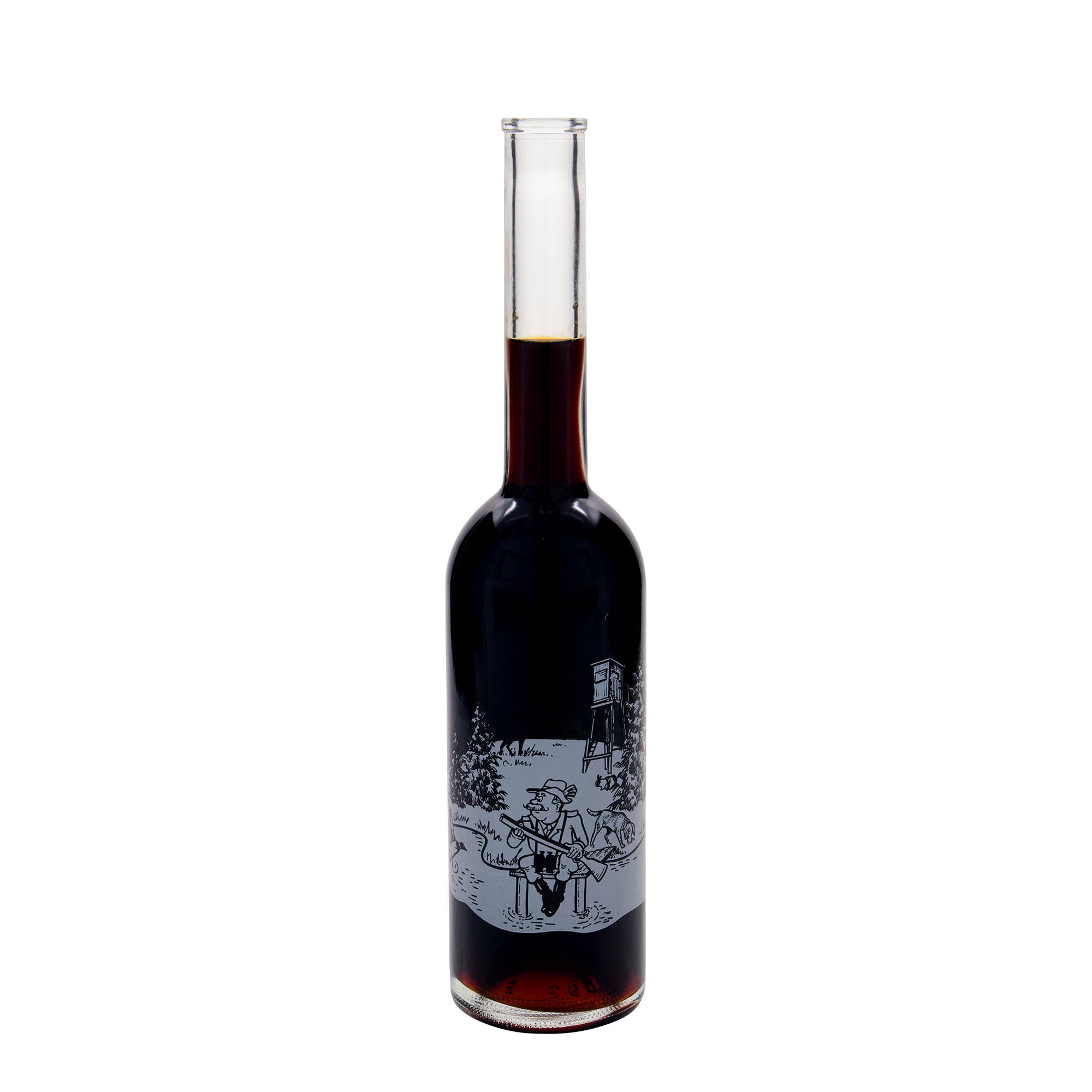 500 ml butelka szklana 'Opera', motyw: myśliwy, korek