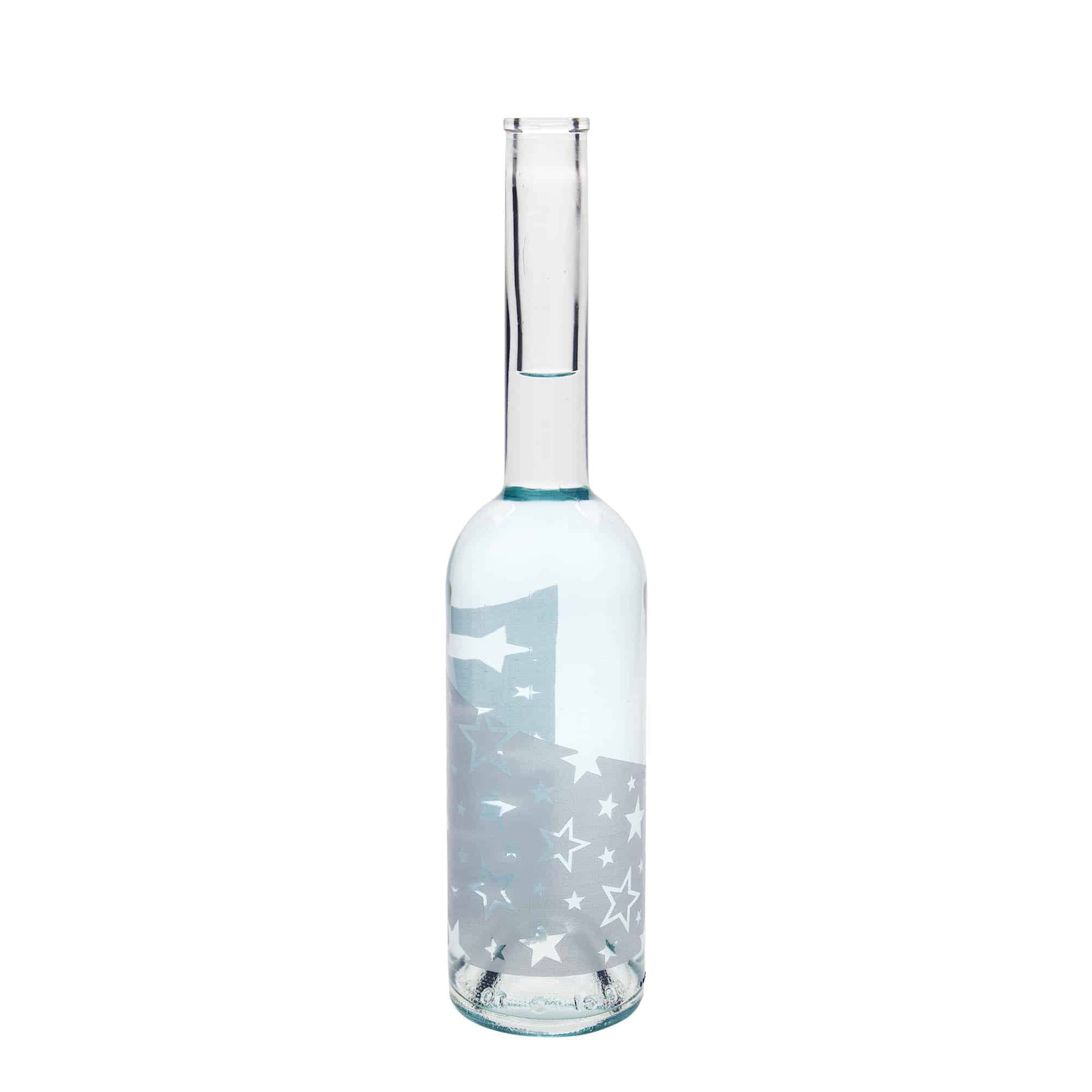 500 ml butelka szklana 'Opera', wzór: srebrne gwiazdy, zamknięcie: korek