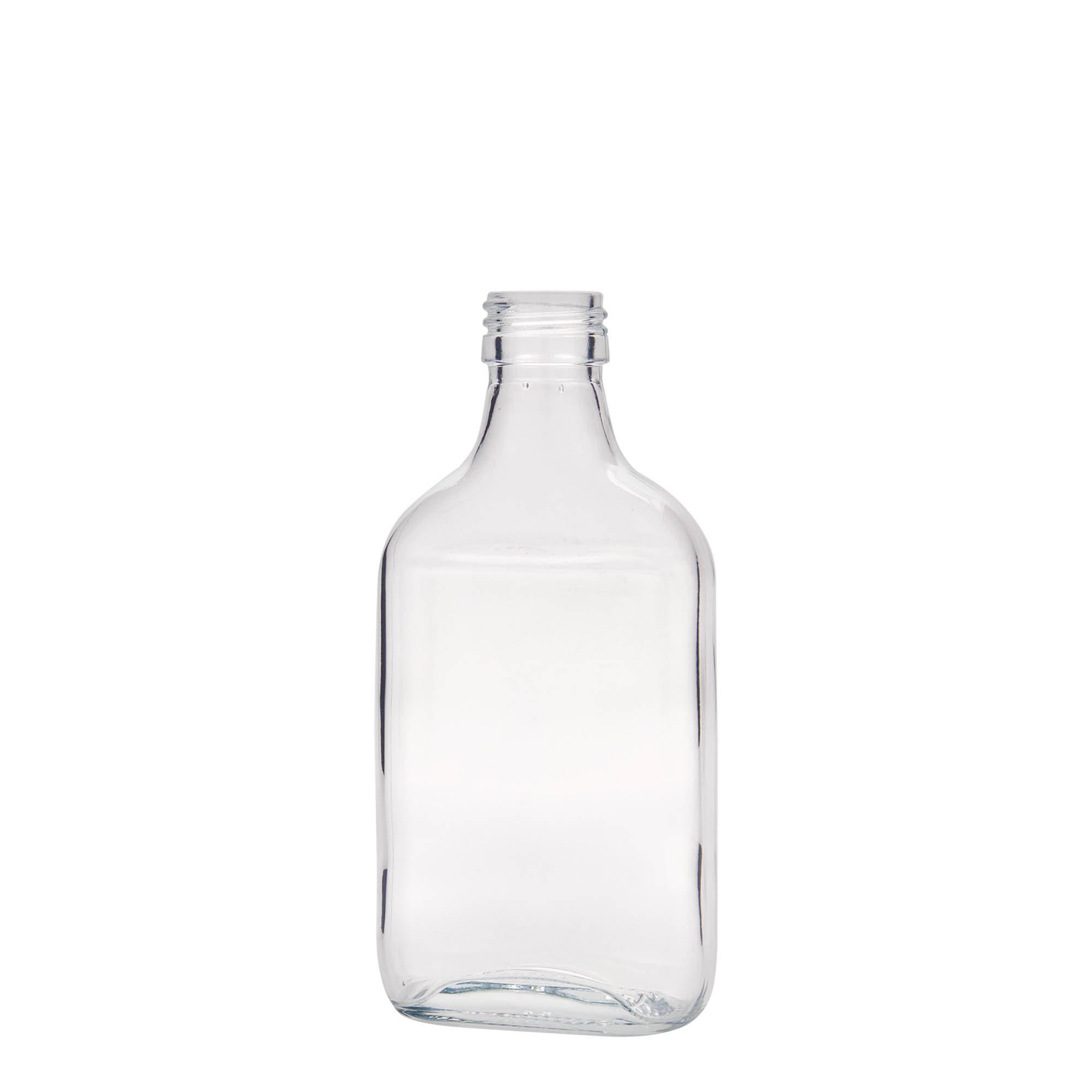 200 ml butelka kieszonkowa, prostokątna, szkło, szyjka: PP 28 200 ml butelka kieszonkowa, prostokątna, szkło, szyjka: PP 28