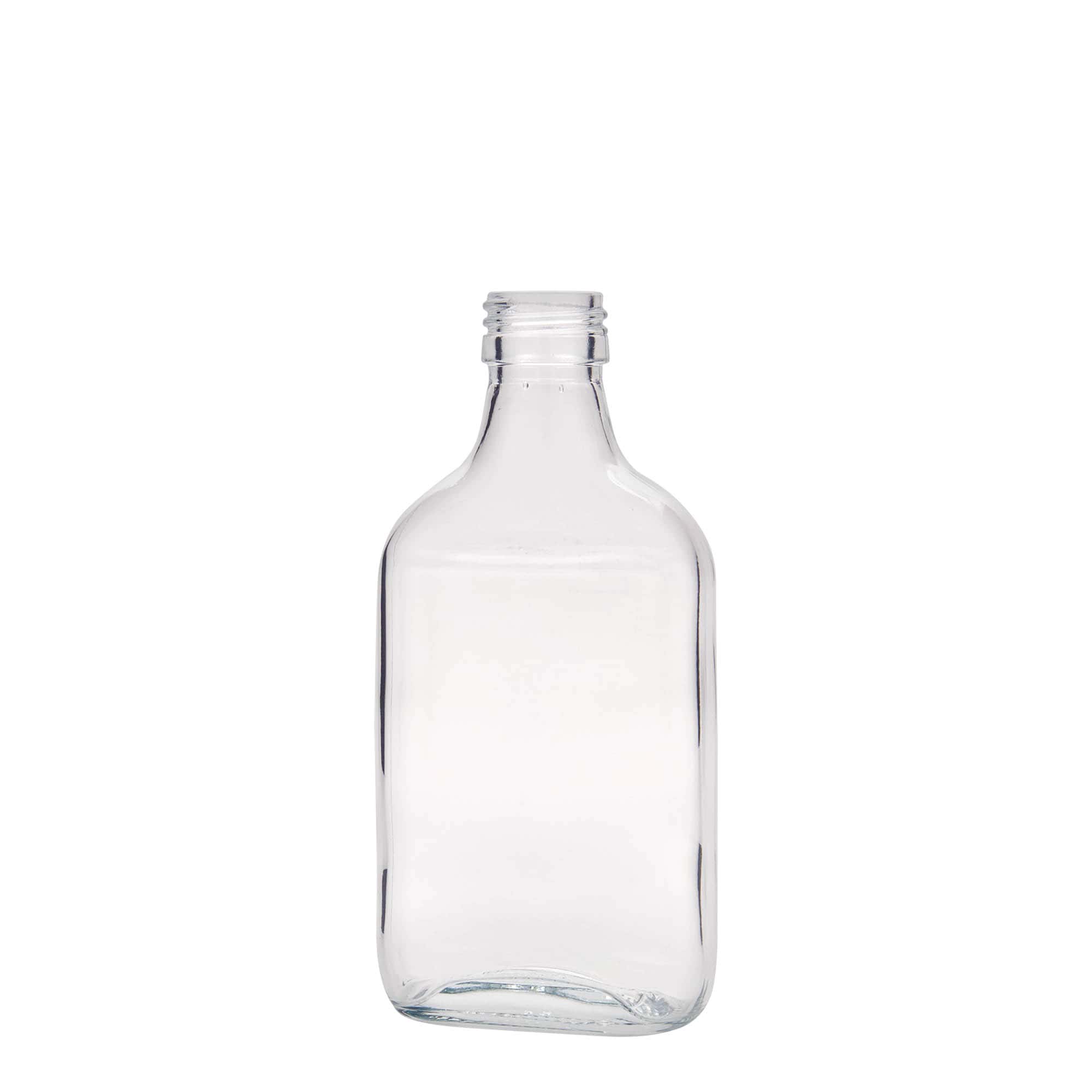 200 ml butelka kieszonkowa, prostokątna, szkło, szyjka: PP 28
