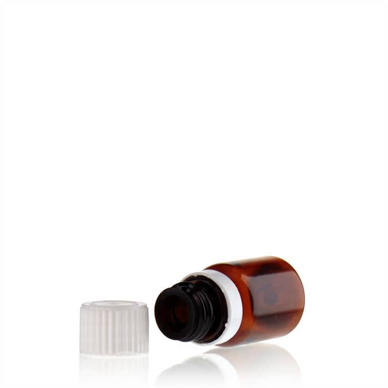 10 ml butelka farmaceutyczna PET 'Easy Living', kolor brązowy, tworzywo sztuczne, zamknięcie: DIN 18