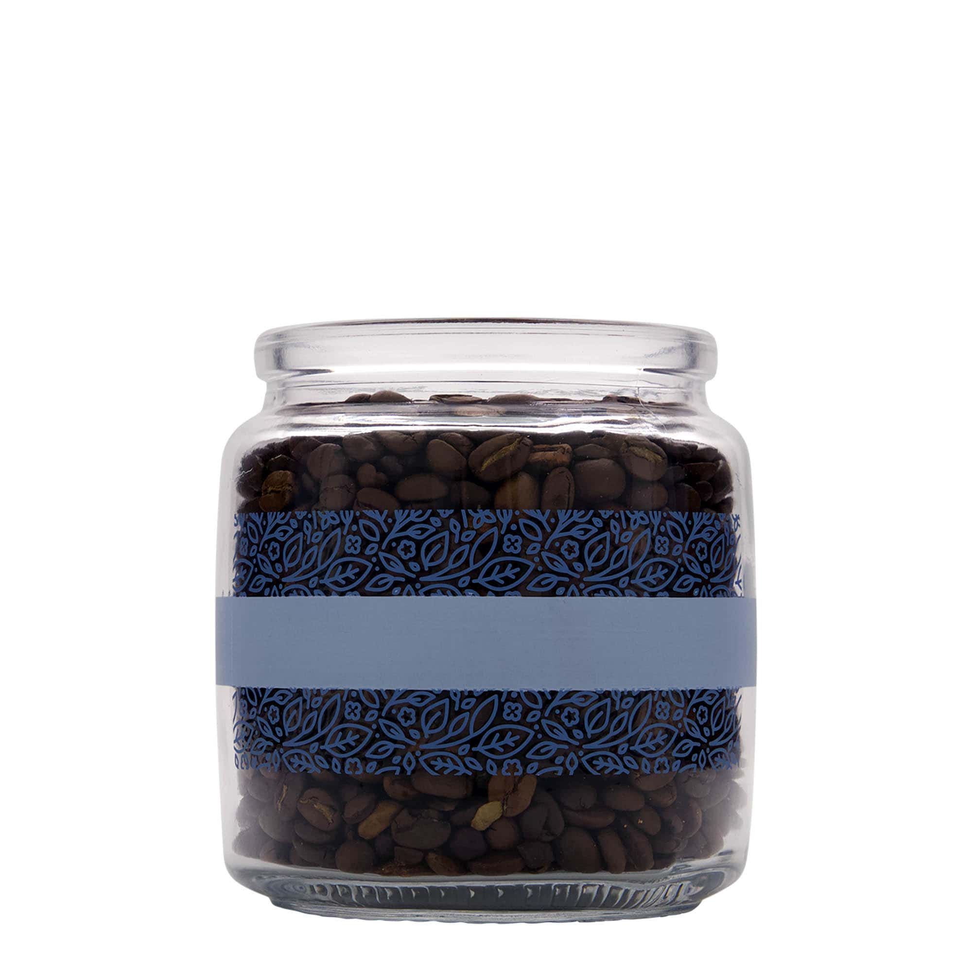 750 ml szklana butelka z korkiem 'Giara', motyw: Naturalmente blu, otwór: korek