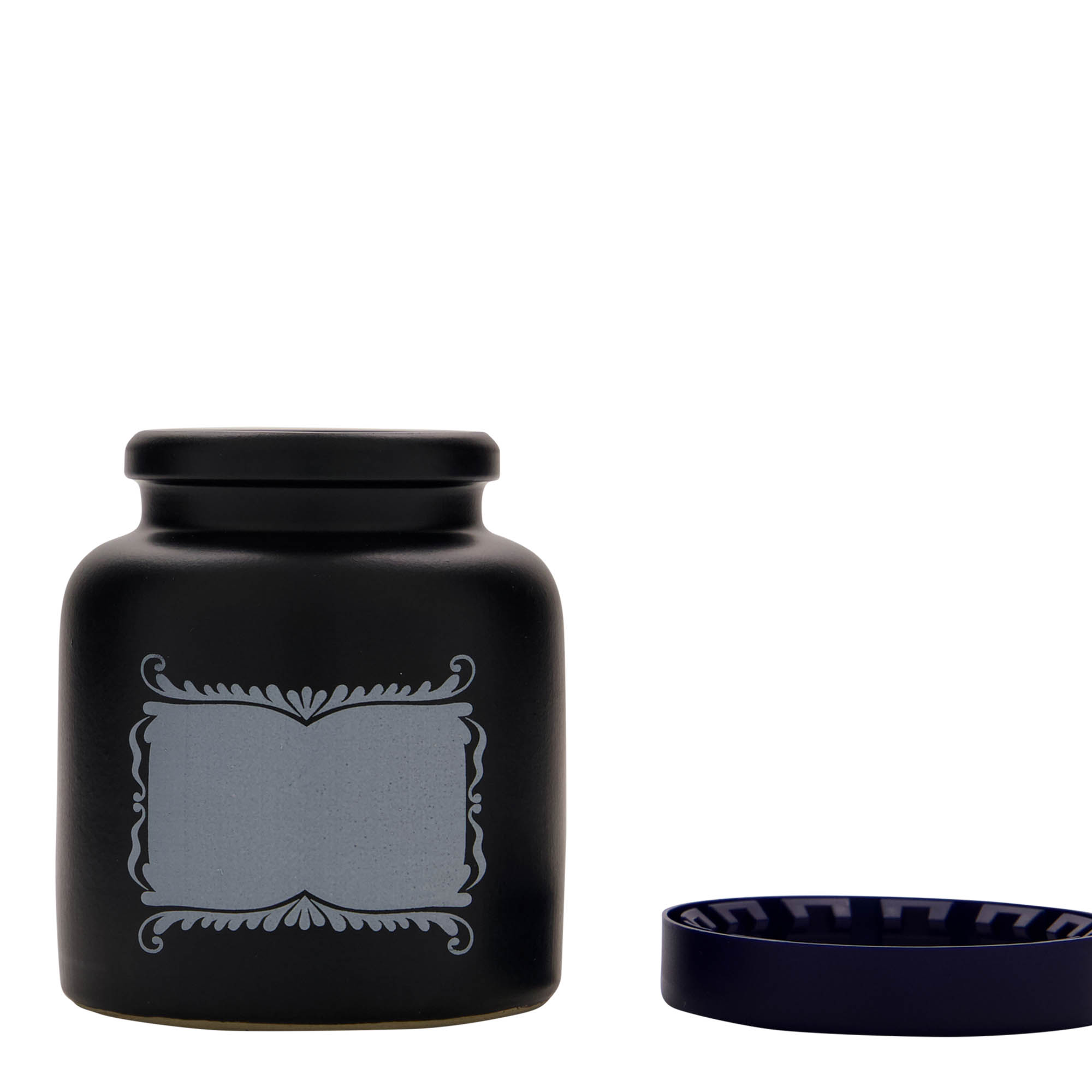 270 ml garnek z kamionki, motyw: pole etykiety, ceramika, czarny, wylot: nakładana pokrywka