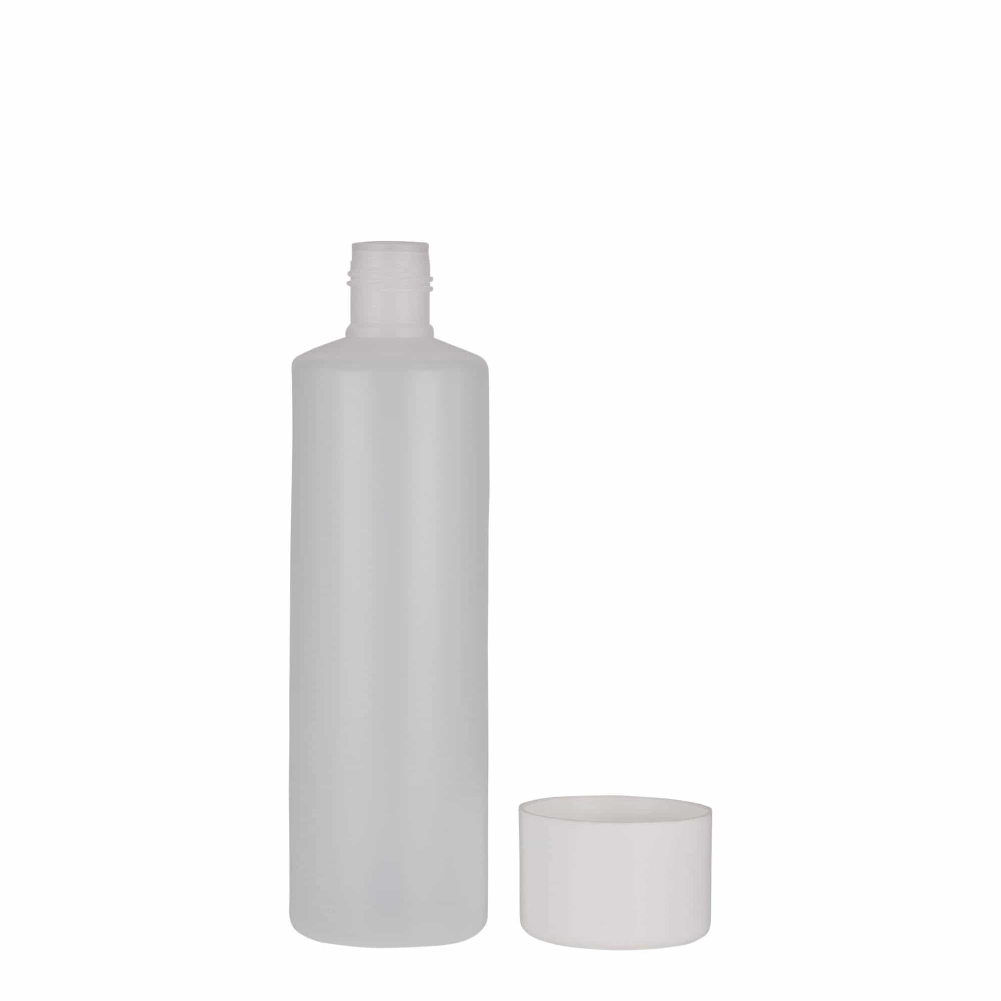 250 ml butelka okrągła, tworzywo sztuczne PE, kolor naturalny, zamknięcie: zakrętka