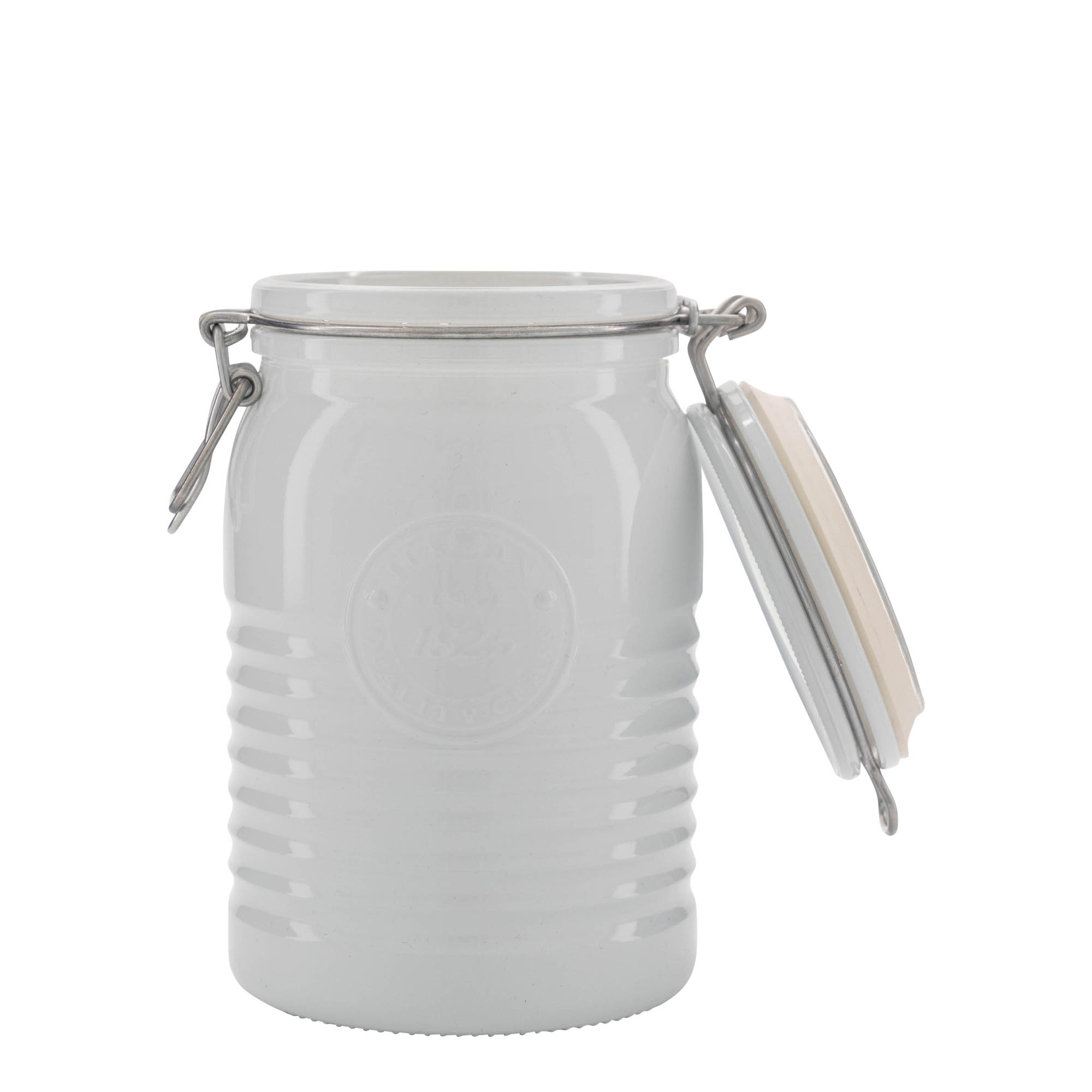 1.000 ml słoik z drucianym zamknięciem 'Officina 1825', biały, otwór: zamknięcie druciane