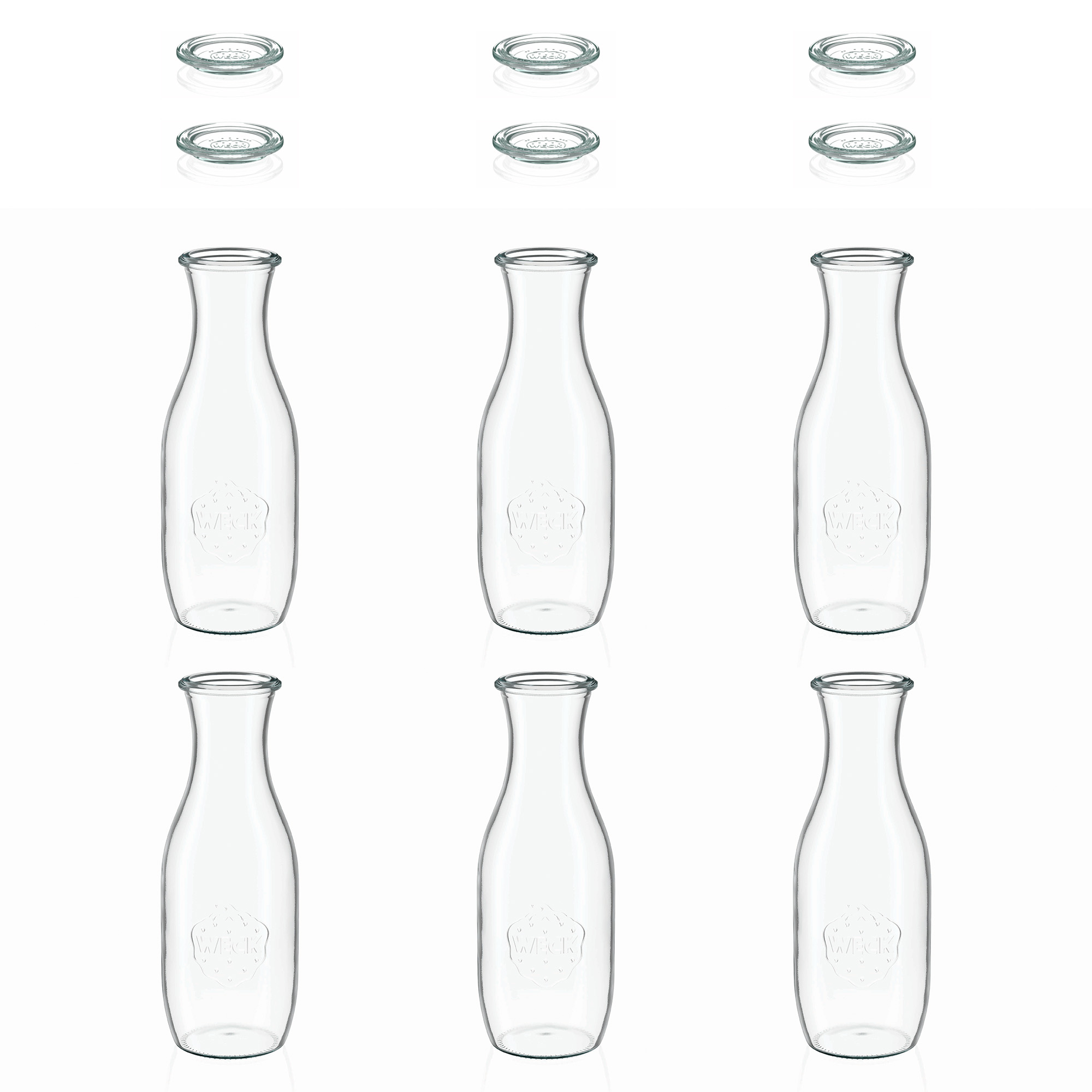 6x 1000 ml butelka na sok WECK z szklanym wieczkiem RR 60