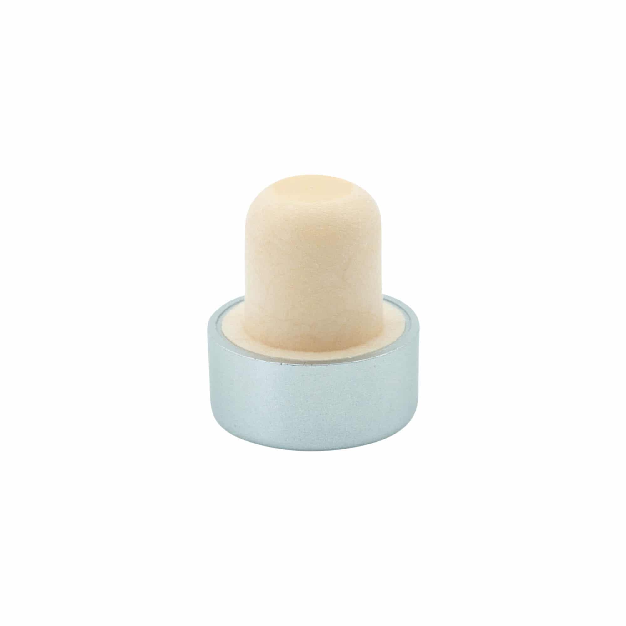 Korek z uchwytem 19 mm, tworzywo sztuczne, srebrny, do otworu: korek