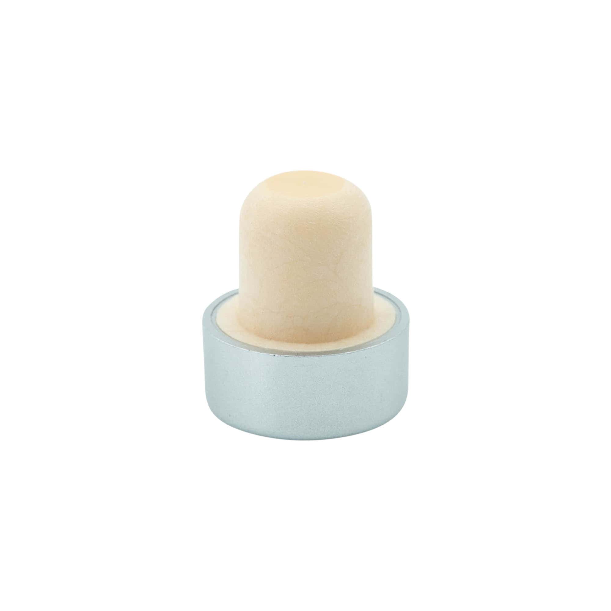 Korek z uchwytem 19 mm, tworzywo sztuczne, srebrny, do otworu: korek Korek z uchwytem 19 mm, tworzywo sztuczne, srebrny, do otworu: korek