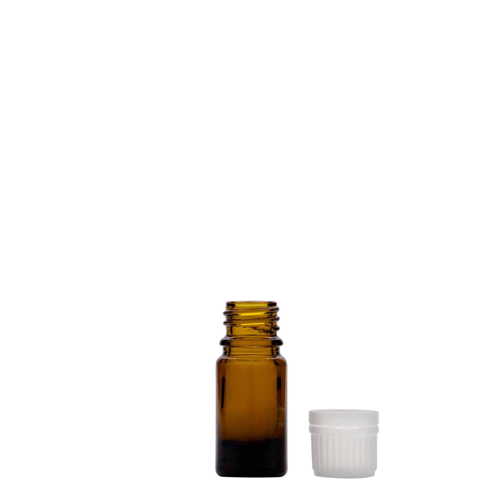 5 ml butelka medyczna, szkło, brązowa, wylot: DIN 18