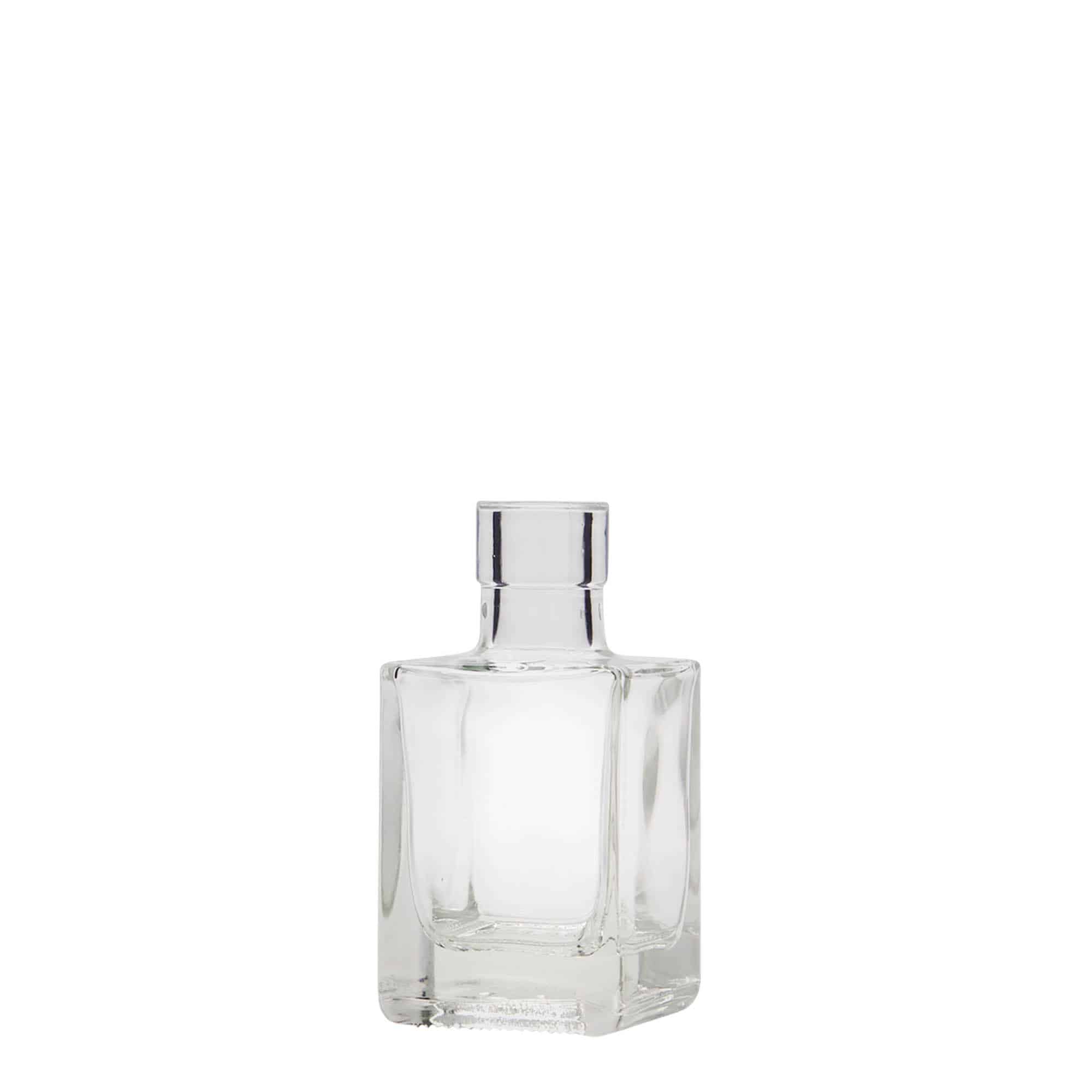 50 ml butelka szklana 'Cube', kwadratowa, zamknięcie: korek