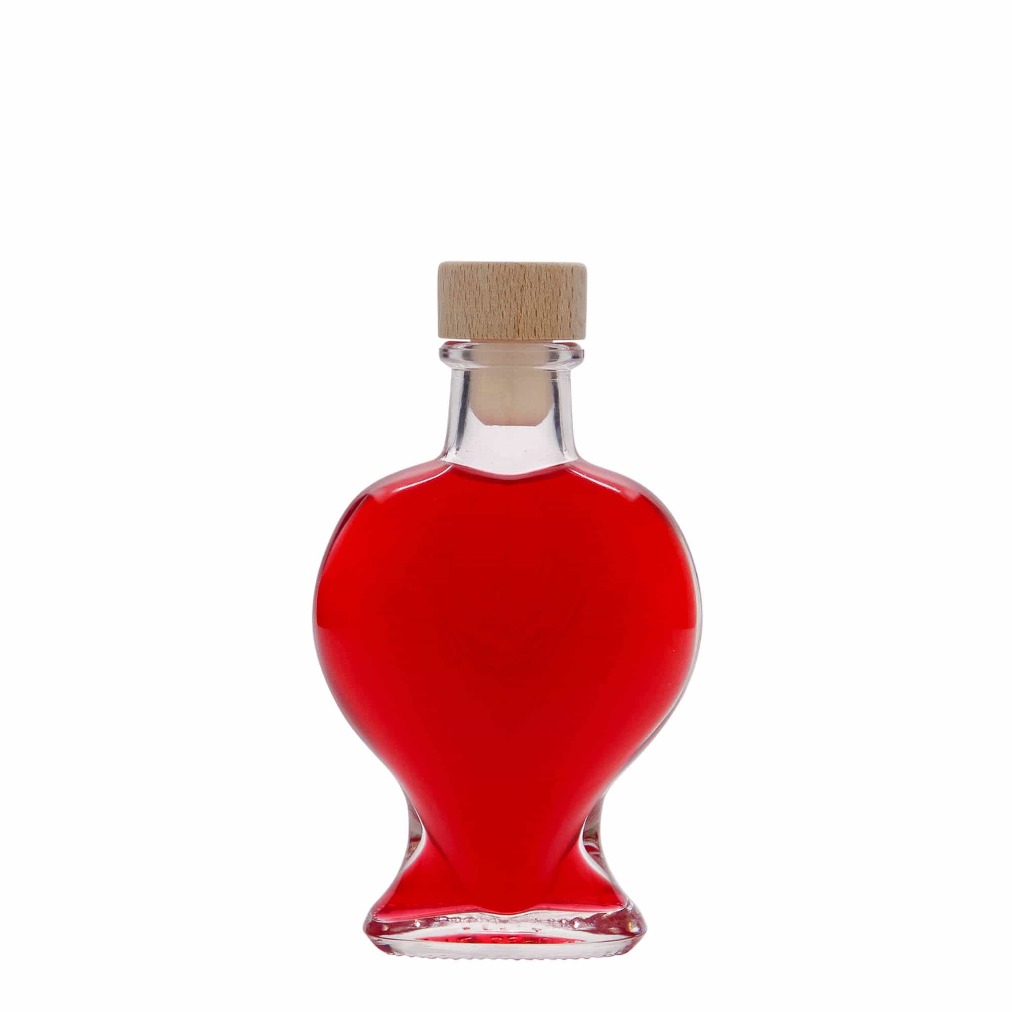 100 ml butelka szklana 'Serce', zamknięcie: korek
