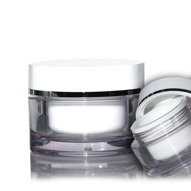 30 ml pojemnik na kosmetyki, tworzywo sztuczne SAN, kolor biały, zamknięcie: zakrętka 30 ml pojemnik na kosmetyki, tworzywo sztuczne SAN, kolor biały, zamknięcie: zakrętka