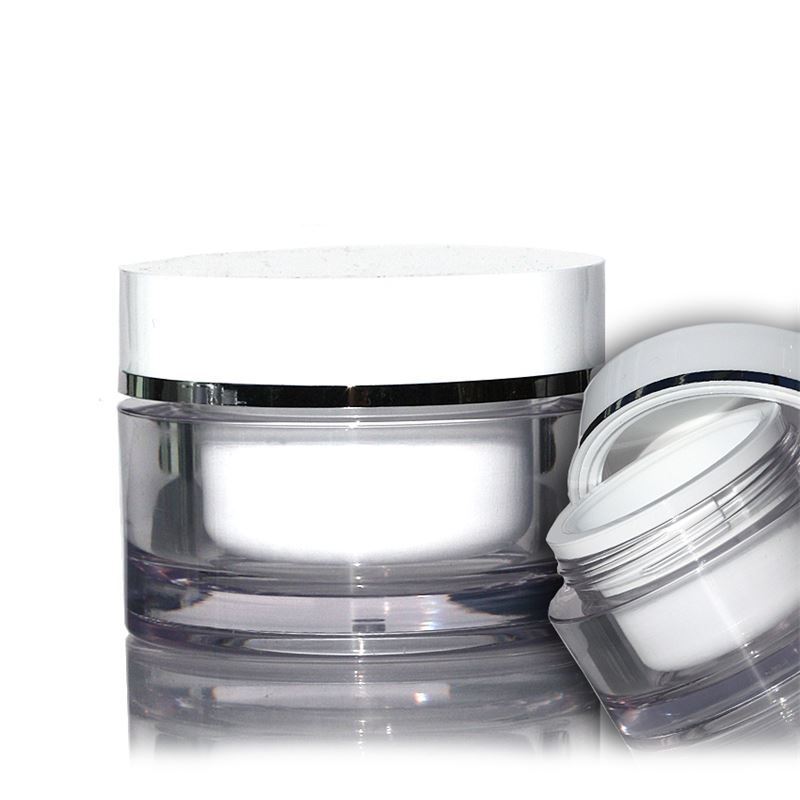 30 ml słoik, plastik SAN, biały, otwór: zakrętka na gwint