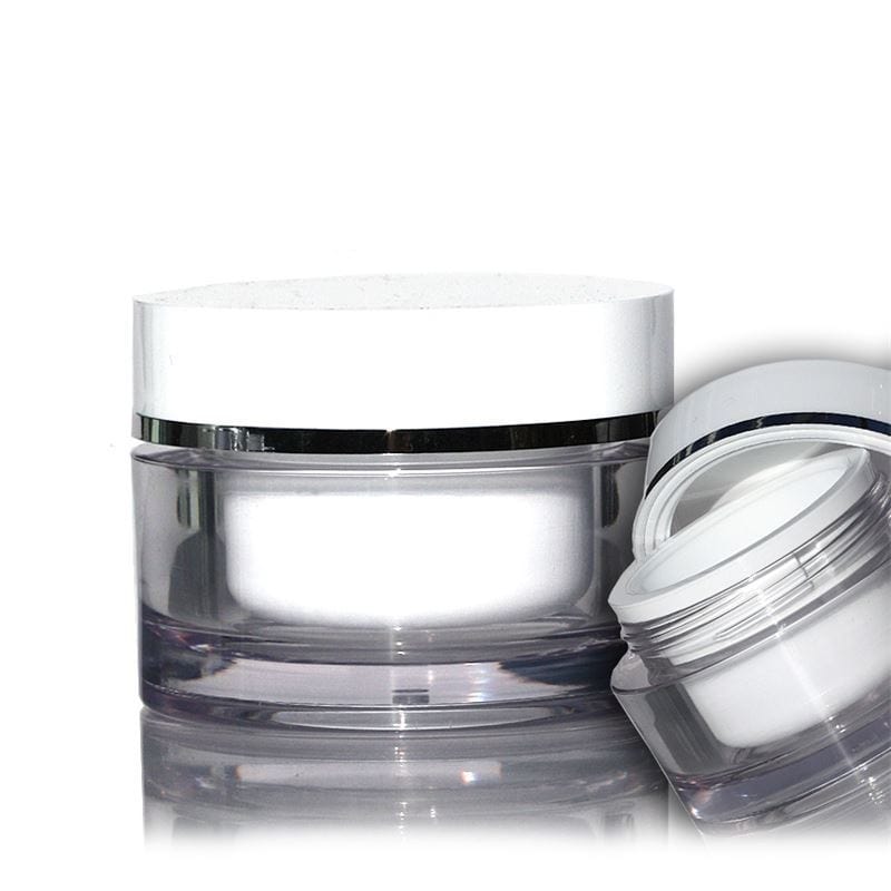 30 ml słoik, plastik SAN, biały, otwór: zakrętka na gwint