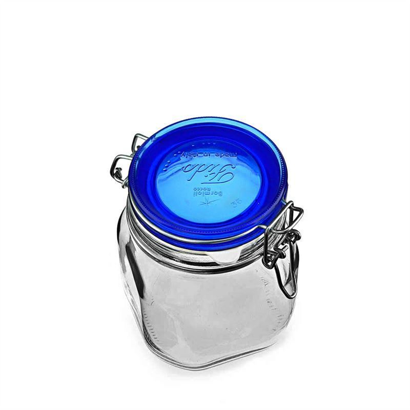 750 ml słoik z zamknięciem pałąkowym 'Fido' Blue Top, kwadratowy, zamknięcie: Zamknięcie pałąkowe