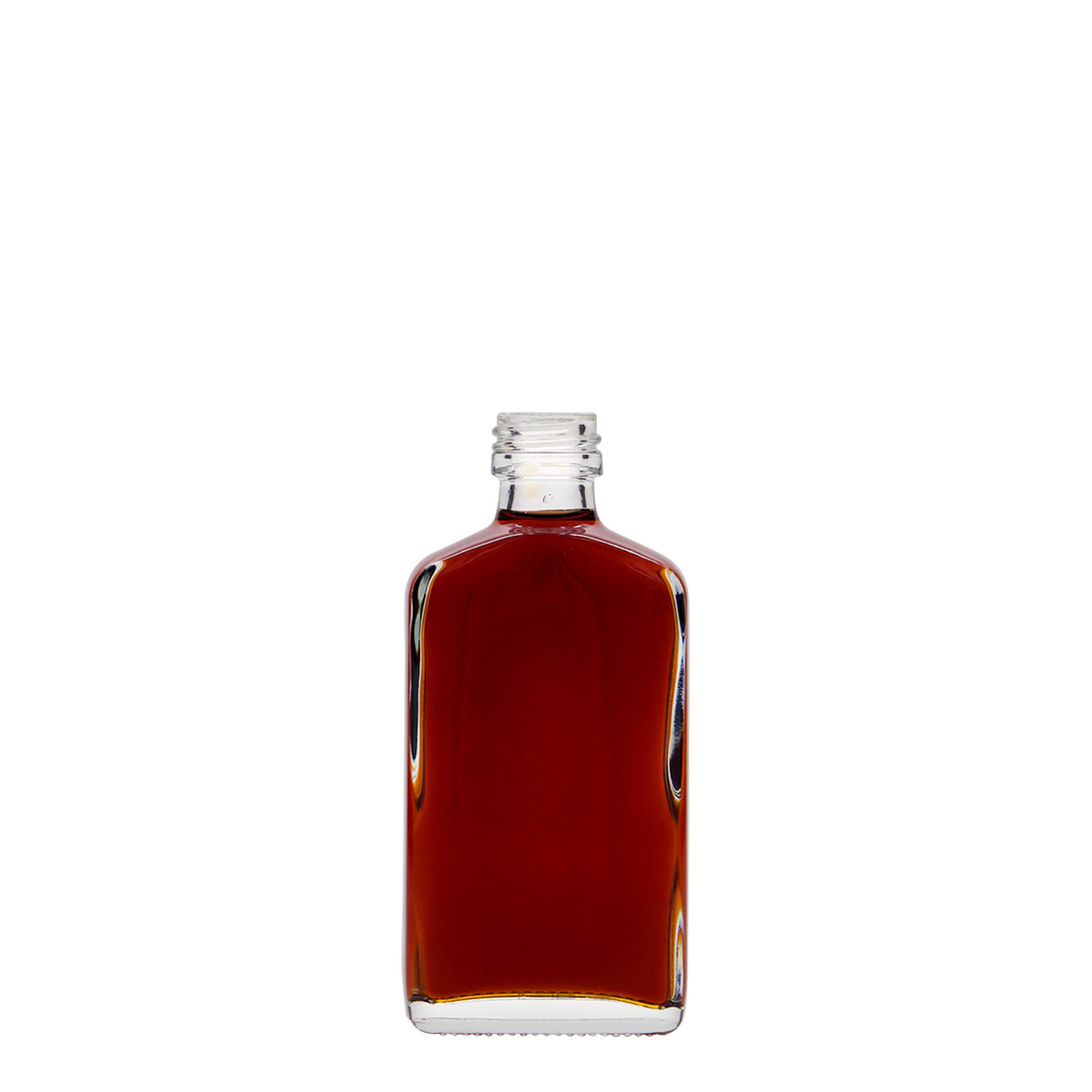 50 ml butelka kieszonkowa, prostokątna, szkło, wylot: PP 18 50 ml butelka kieszonkowa, prostokątna, szkło, wylot: PP 18