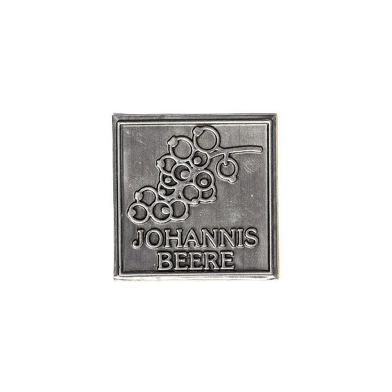 Etykieta cynowa 'Porzeczka', kwadratowa, metal, kolor srebrny