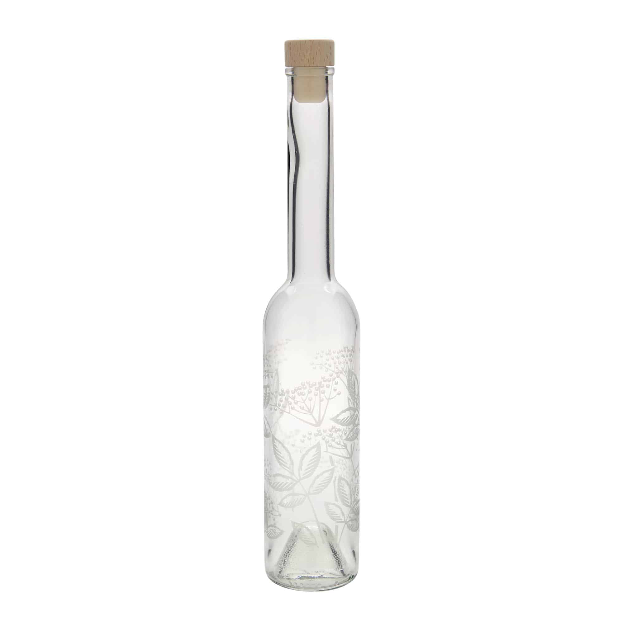 350 ml butelka szklana 'Opera', motyw: czarny bez, szyjka: korek