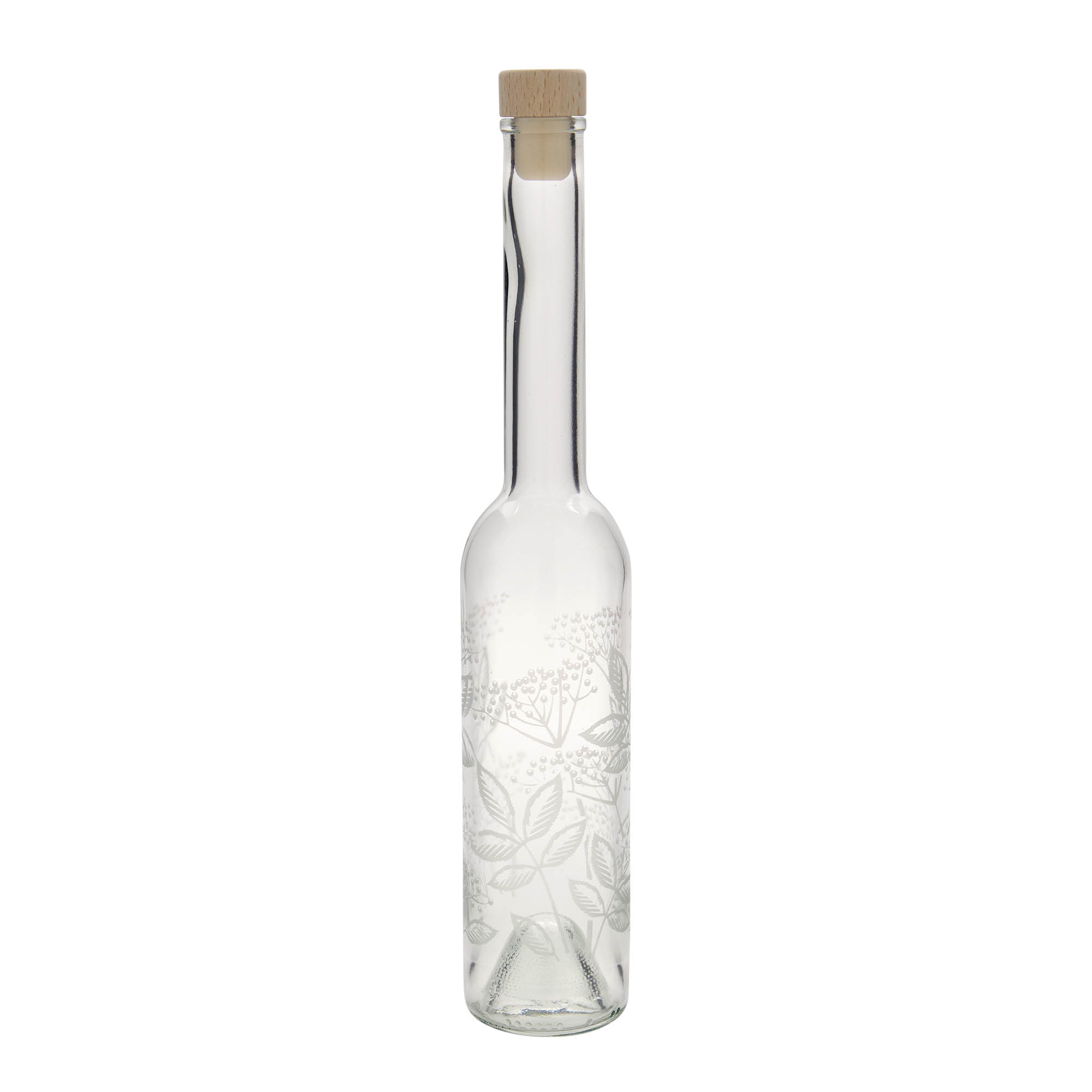 350 ml butelka szklana 'Opera', motyw: czarny bez, szyjka: korek 350 ml butelka szklana 'Opera', motyw: czarny bez, szyjka: korek