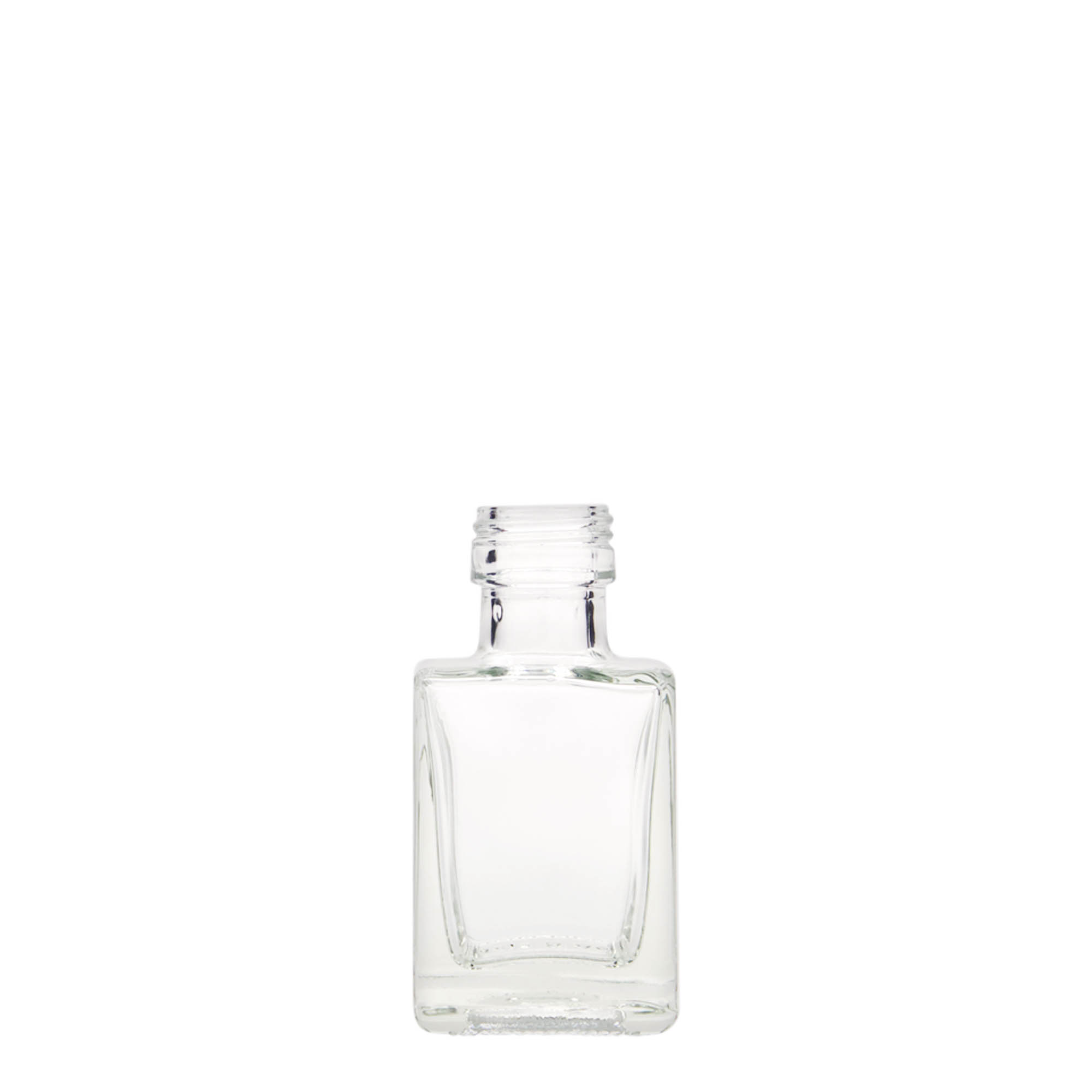 50 ml szklana butelka „Cube”, kwadratowa, szyjka: PP 24 50 ml szklana butelka „Cube”, kwadratowa, szyjka: PP 24
