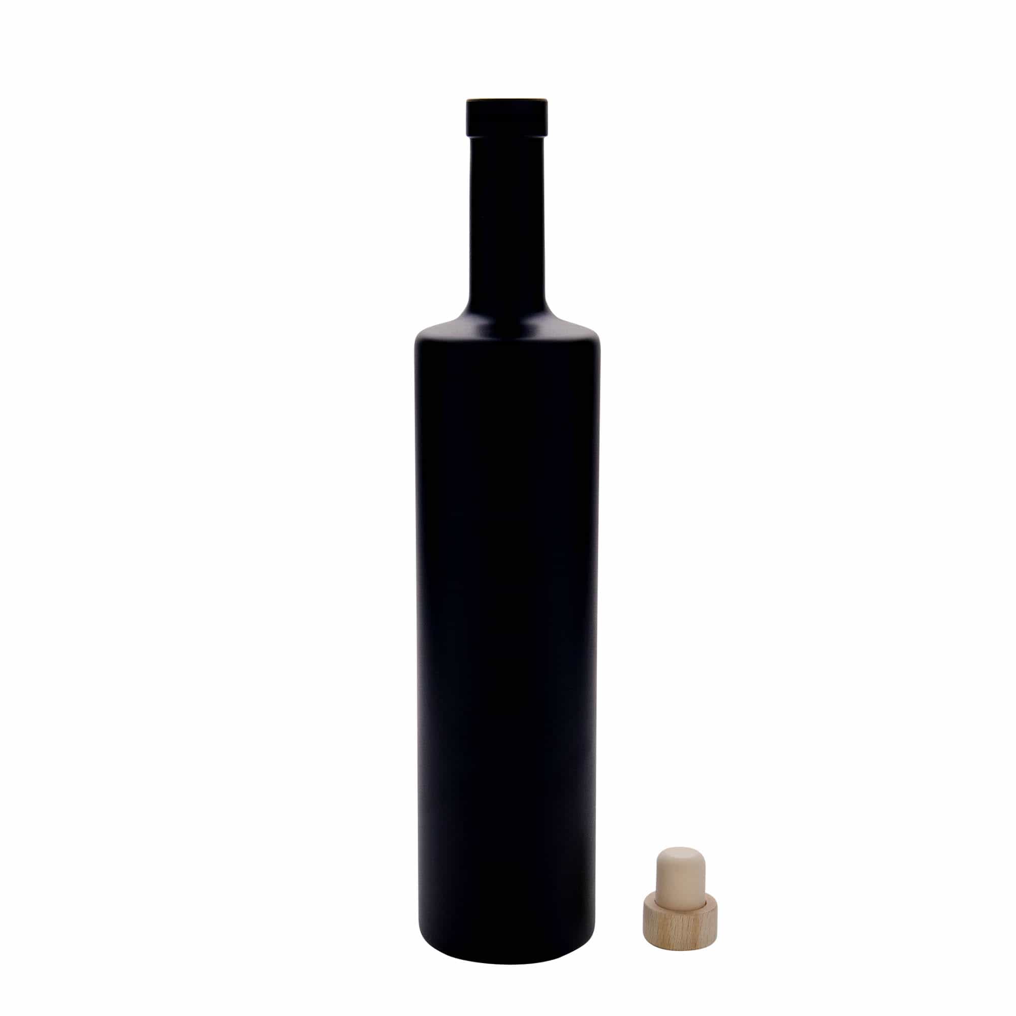 700 ml butelka szklana 'Centurio', kolor czarny, zamknięcie: korek