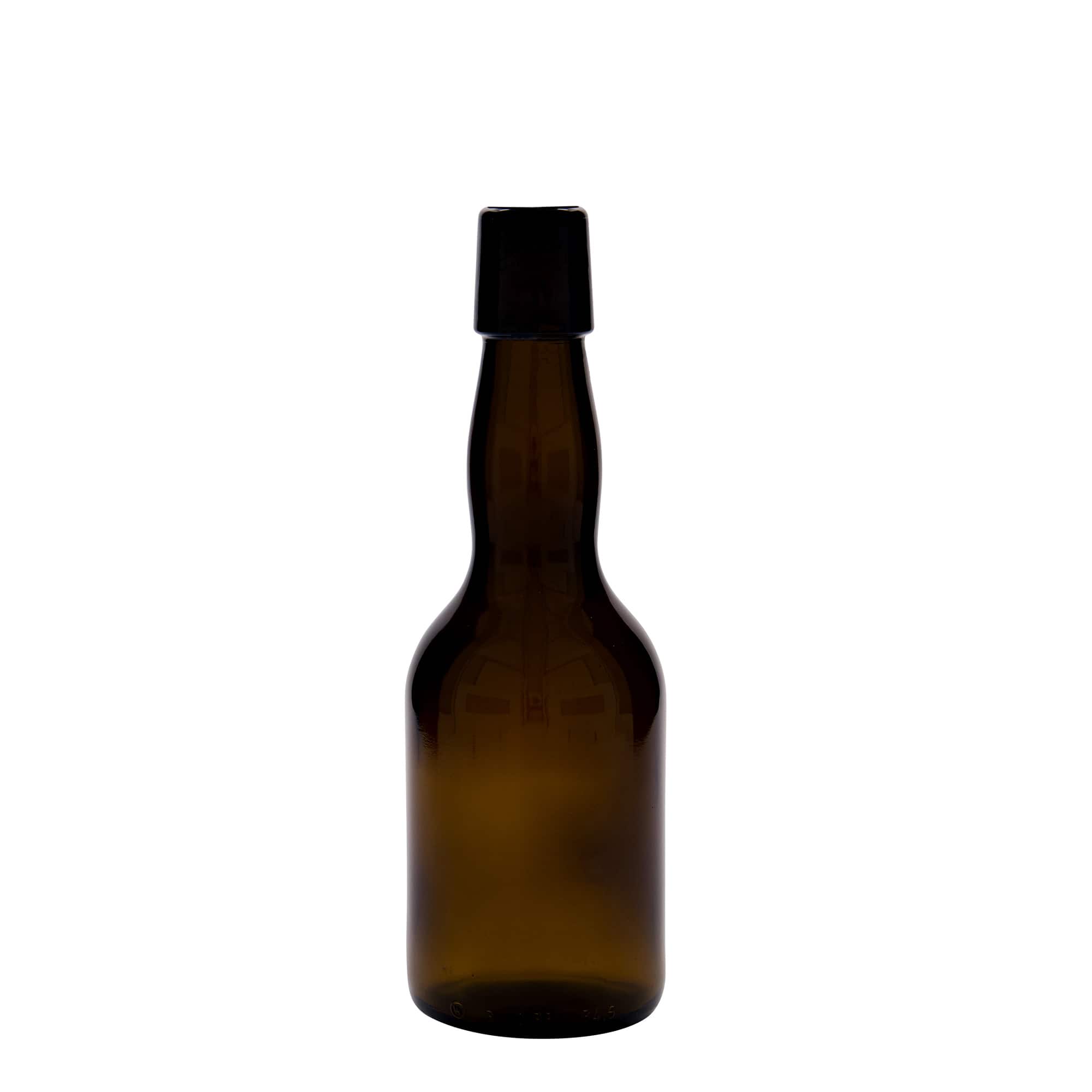330 ml butelka piwa z szyjką, szkło, brązowa, zakończenie: zamknięcie na klamrę