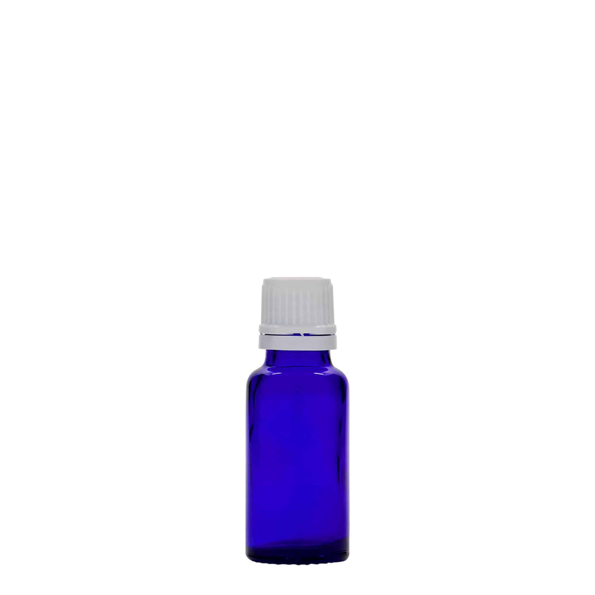 20 ml butelka medyczna, szkło, królewski błękit, wylot: DIN 18