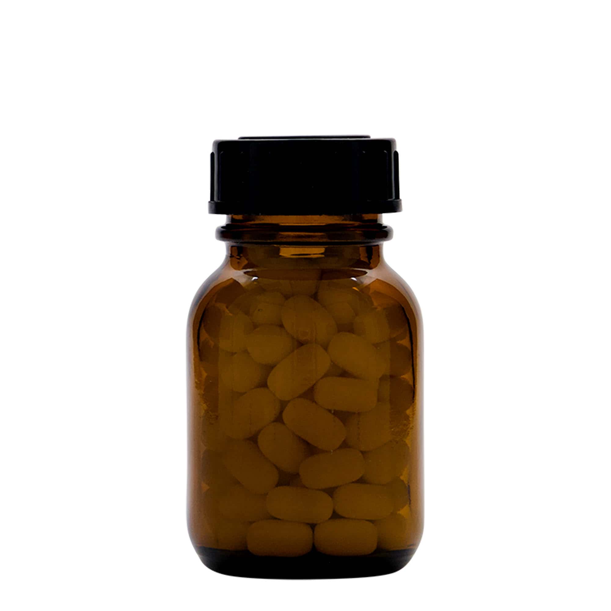 50 ml słoik z szeroką szyjką, brązowy, otwór: DIN 32
