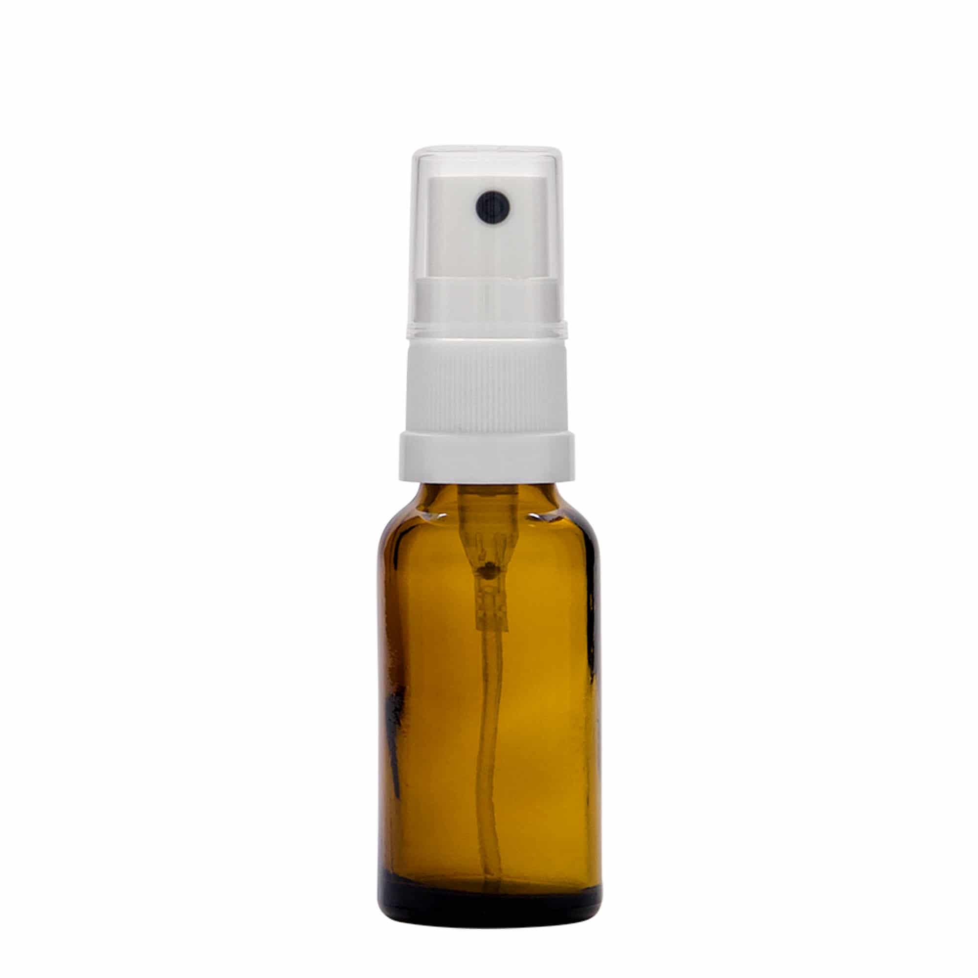 20 ml butelka farmaceutyczna z rozpylaczem, szkło, kolor brązowy, zamknięcie: DIN 18 20 ml butelka farmaceutyczna z rozpylaczem, szkło, kolor brązowy, zamknięcie: DIN 18