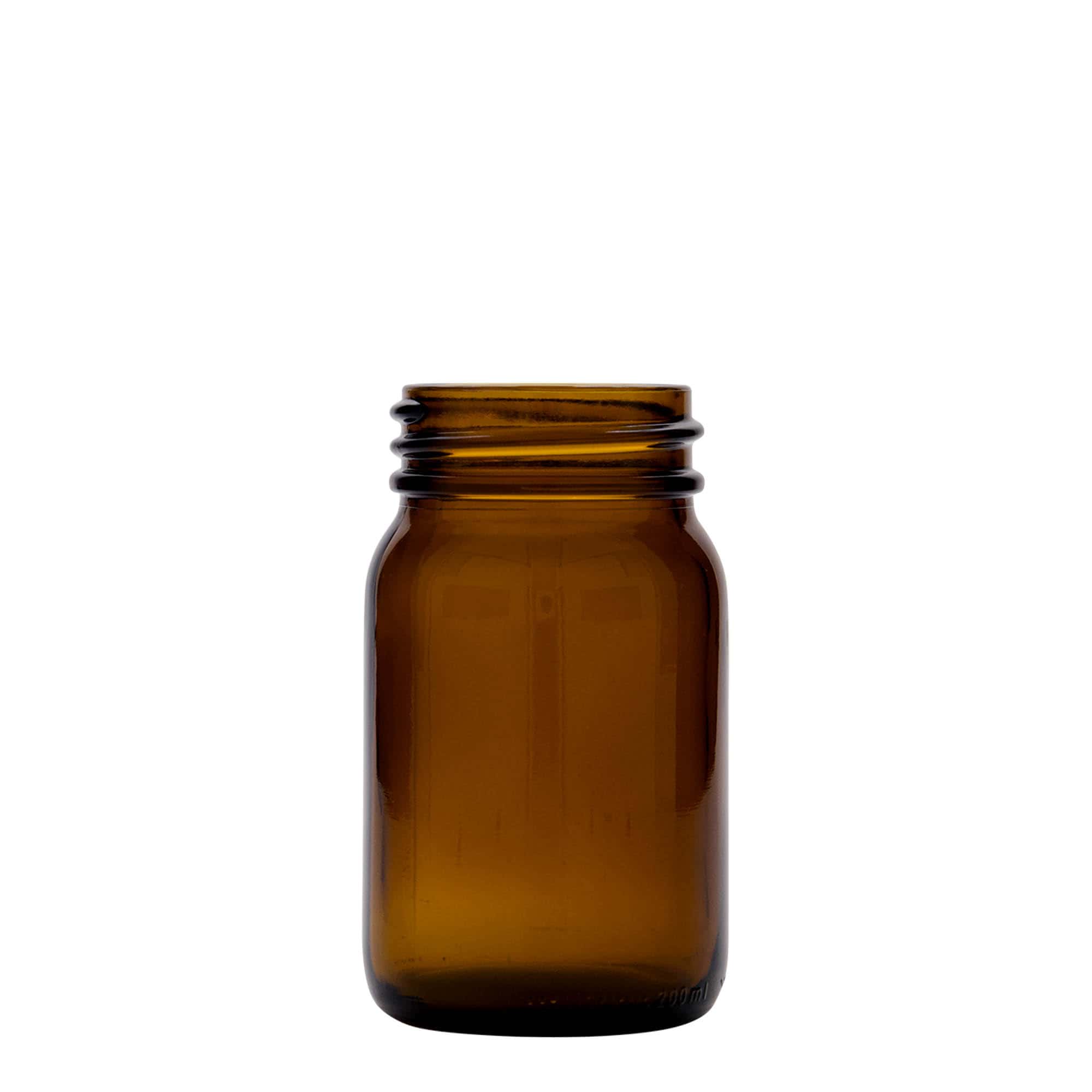 200 ml słoik z szeroką szyjką, brązowy, wylot: DIN 55