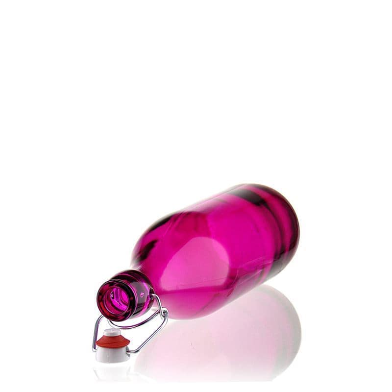 1000 ml butelka szklana 'Giara', kolor różowy, zamknięcie: Zamknięcie pałąkowe