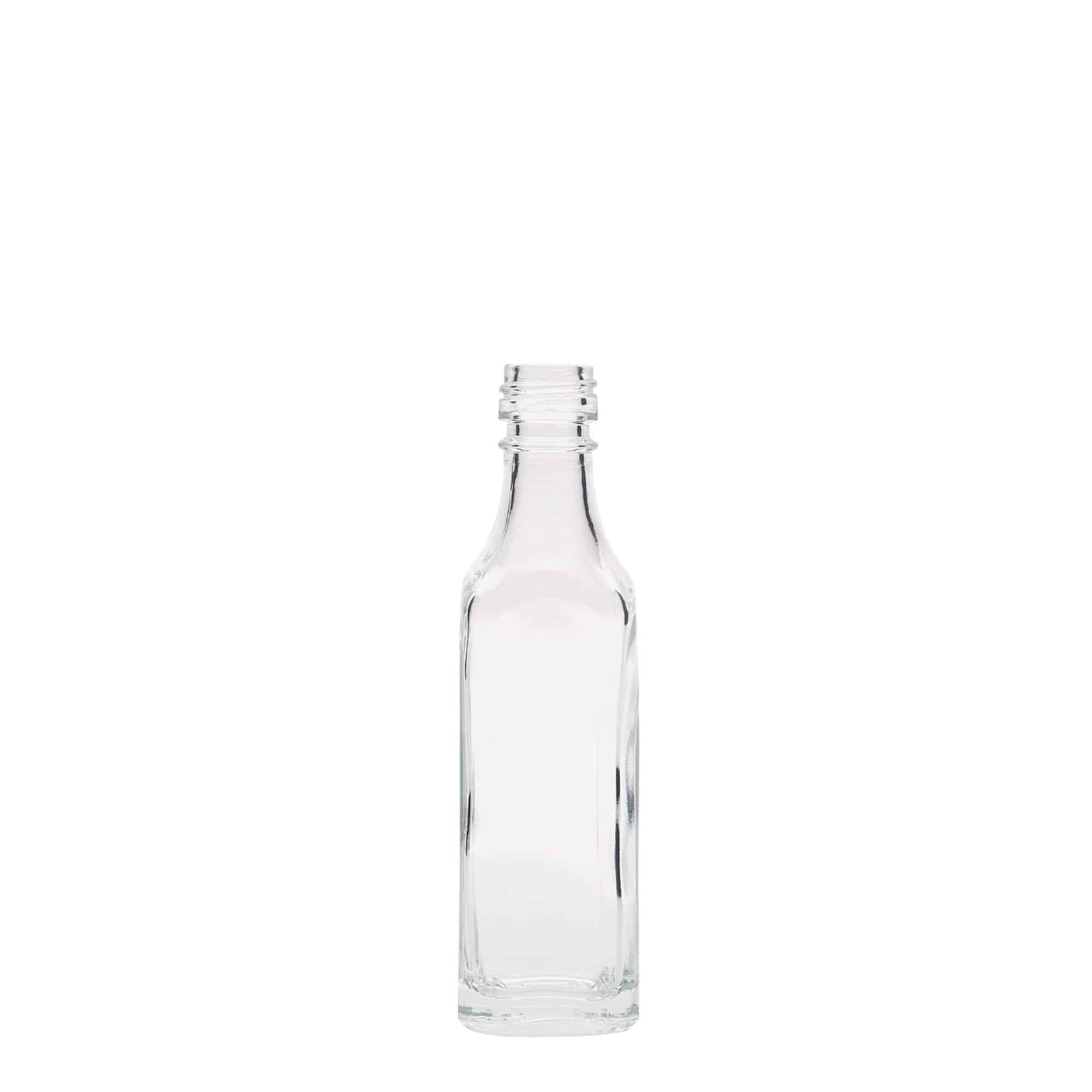 50 ml butelka szklana 'Siena', kwadratowa, gwint: PP 18