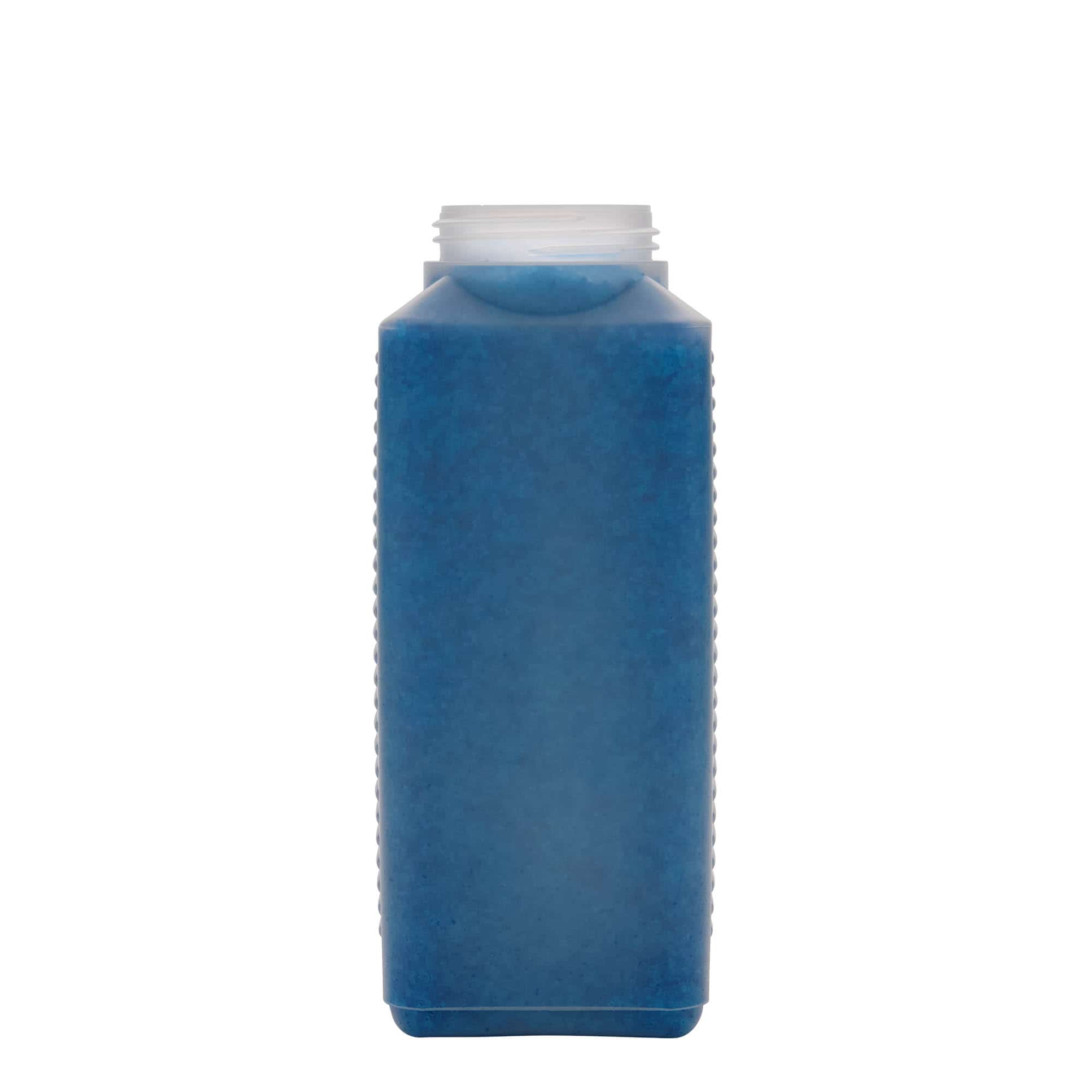 1000 ml butelka z szeroką szyjką, prostokątna, tworzywo sztuczne HDPE, kolor naturalny, zamknięcie: DIN 60 EPE