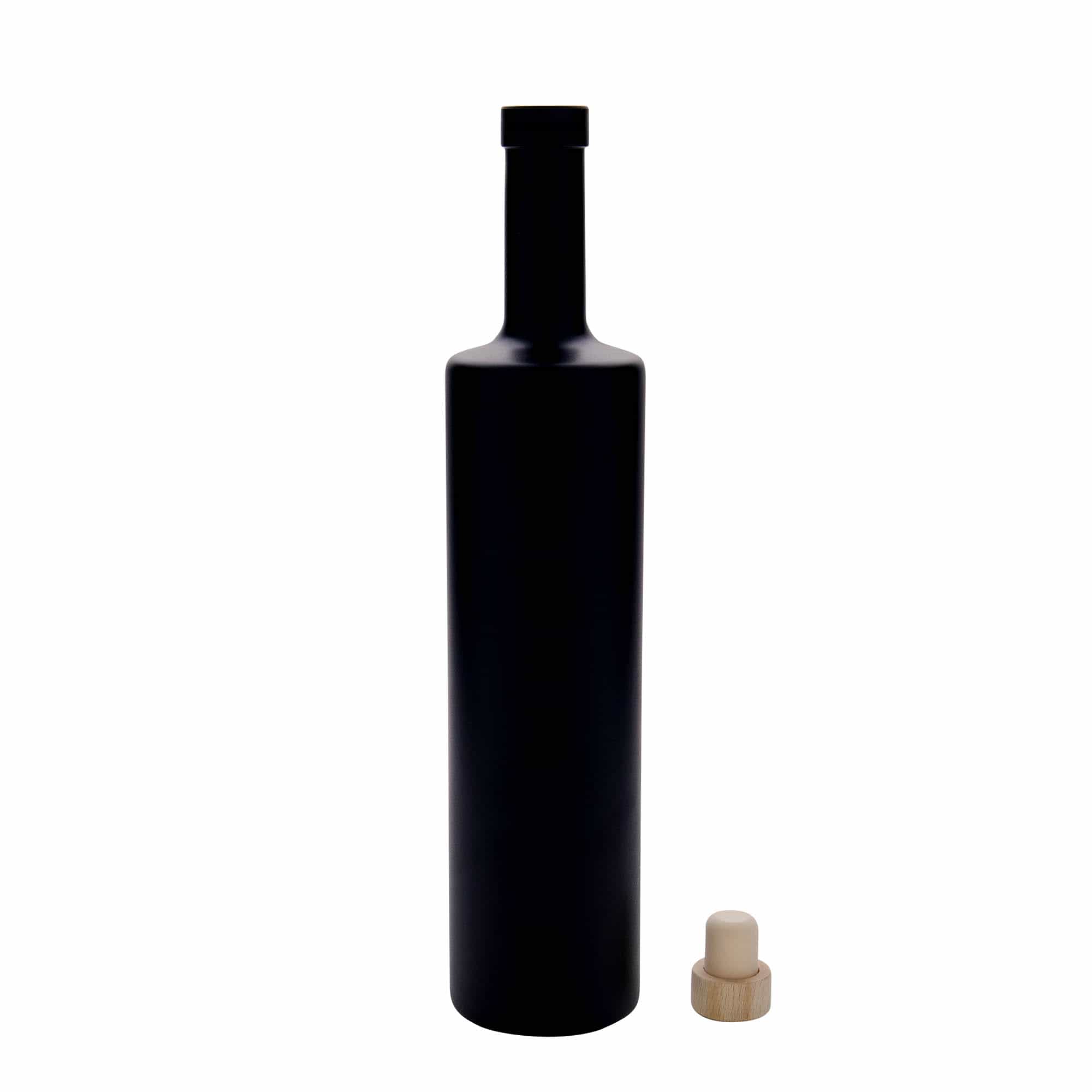 700 ml butelka szklana 'Centurio', czarna, szyjka: korek