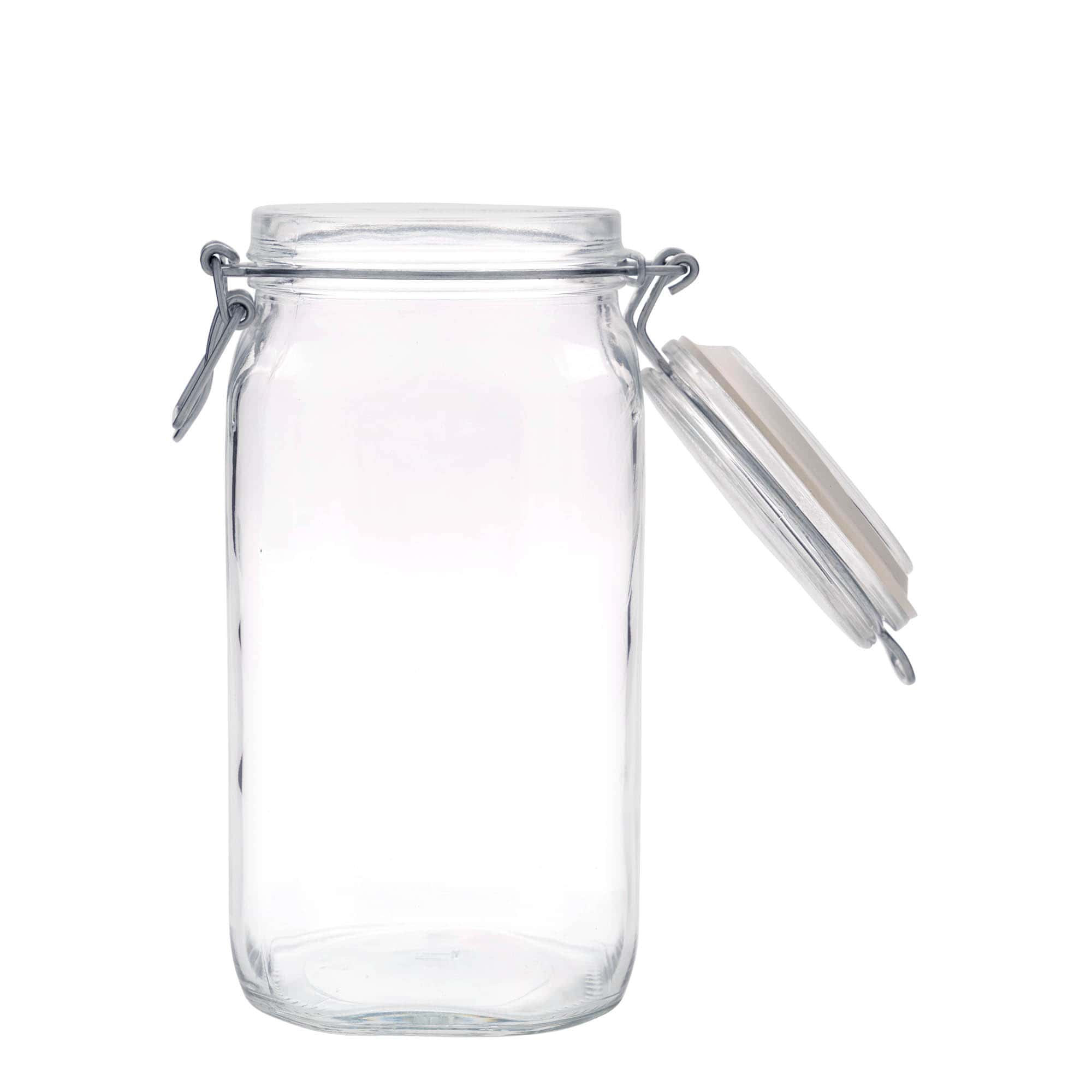 1.500 ml słoik z drucianym zamknięciem „Fido”, kwadratowy, otwór: zamknięcie druciane
