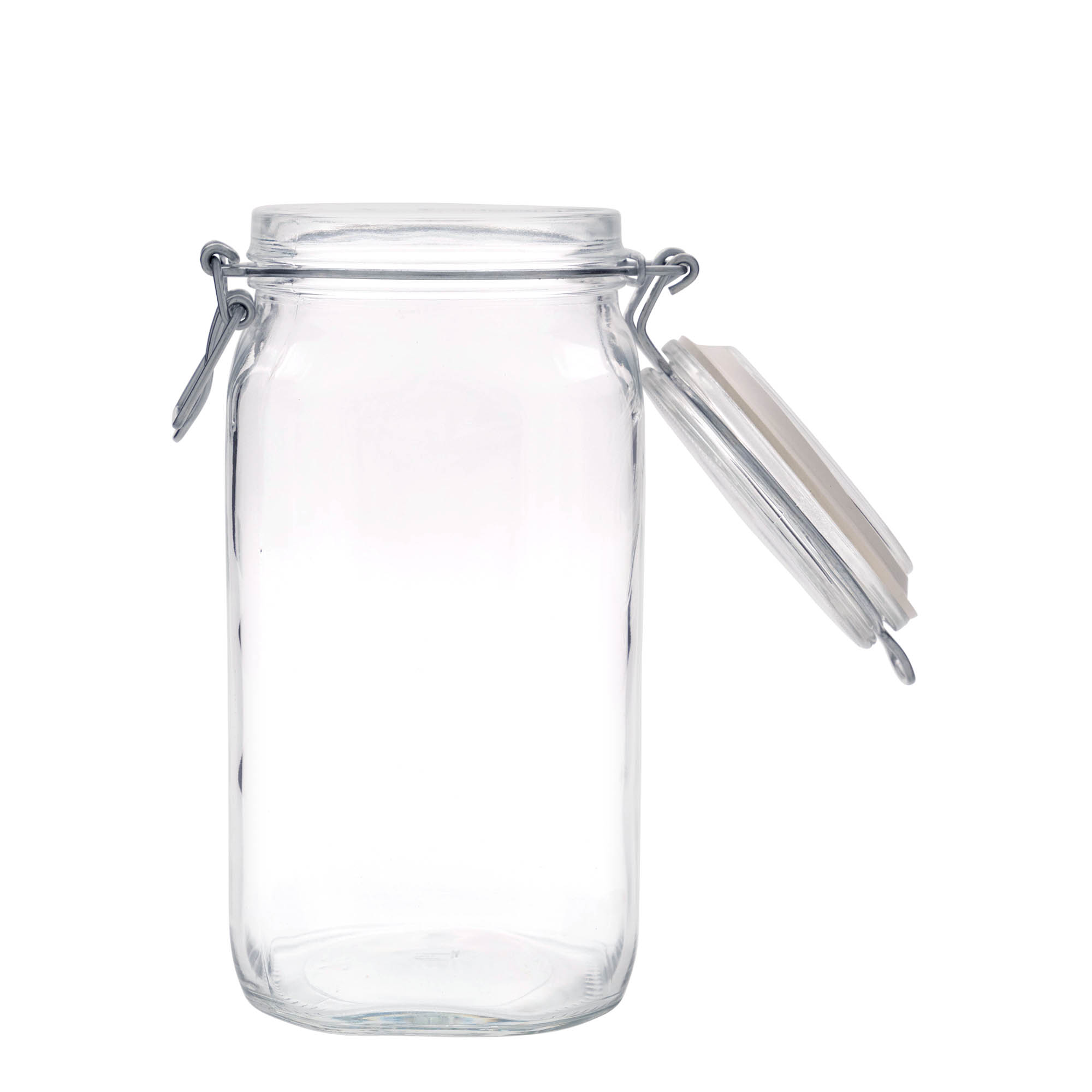 1.500 ml słoik z drucianym zamknięciem „Fido”, kwadratowy, otwór: zamknięcie druciane