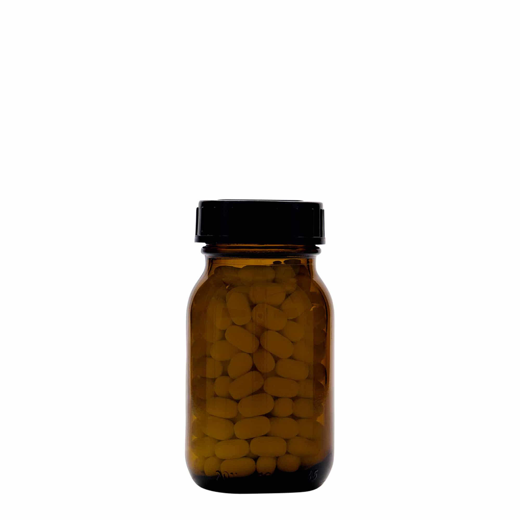 100 ml słoik o szerokiej szyjce, brązowy, gwint: DIN 40