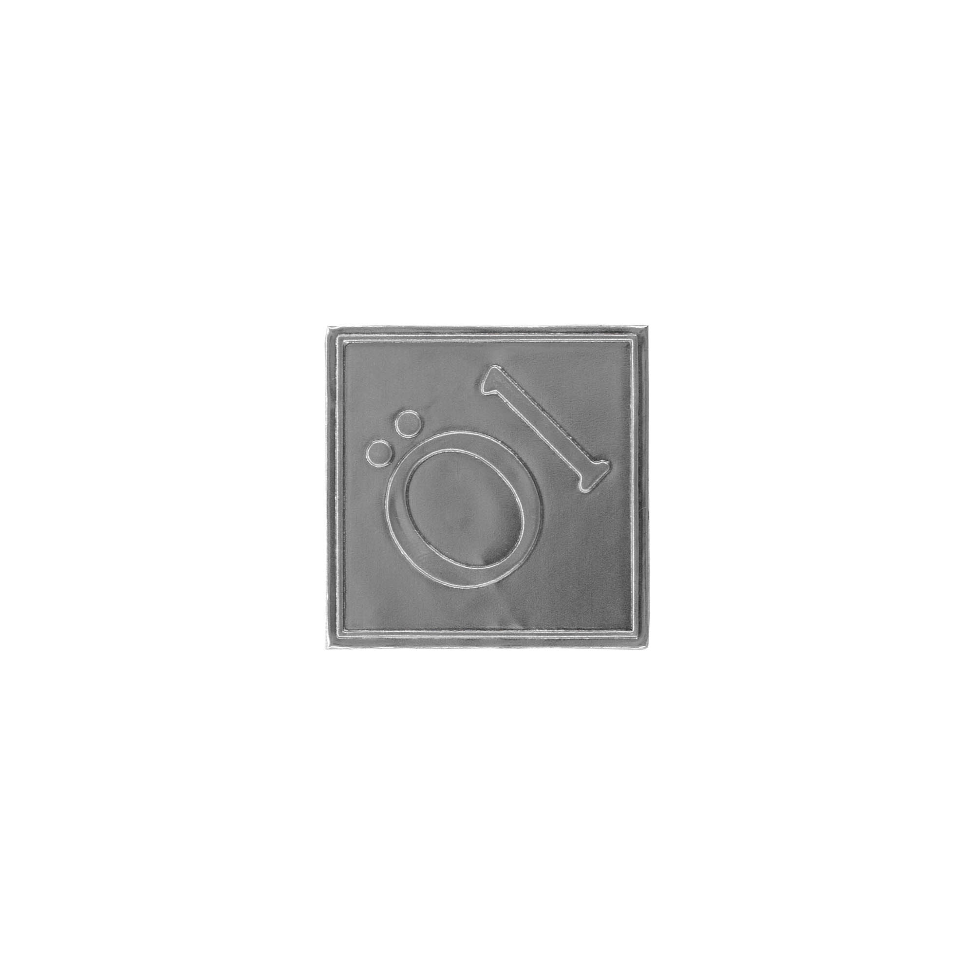 Etykieta cynowa 'Olej', kwadratowa, metal, kolor srebrny
