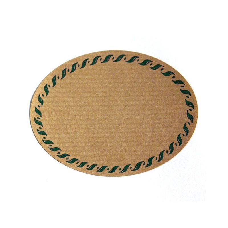 Etykieta naturalna 'Kordelrand', owalna, papier, kolor zielono-brązowy