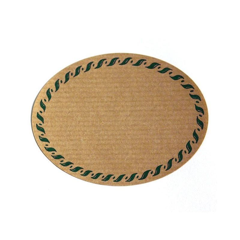 Etykieta naturalna „Kordelrand”, owalna, papier, zielono-brązowa