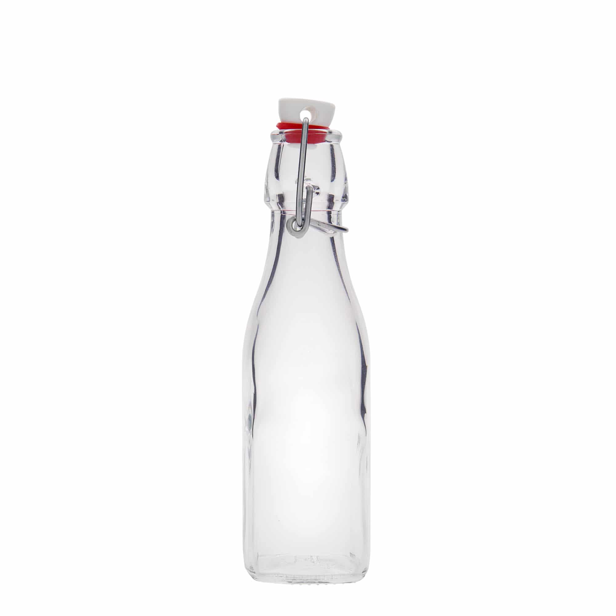 250 ml szklana butelka 'Swing, kwadratowa, otwór: zamknięcie na zaczep'