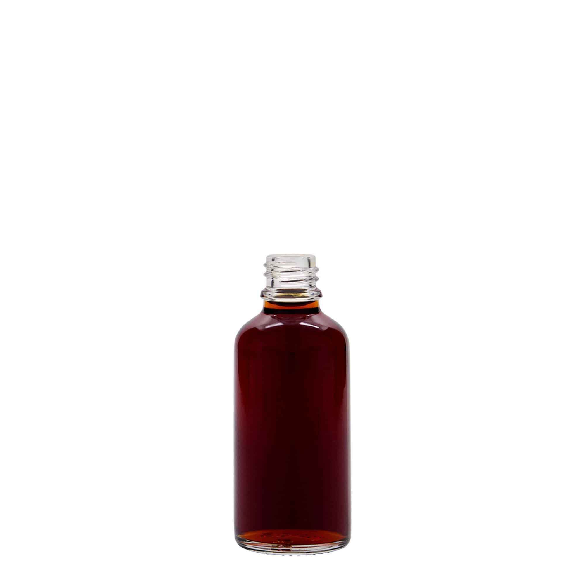 50 ml butelka medyczna, szkło, szyjka: DIN 18 50 ml butelka medyczna, szkło, szyjka: DIN 18