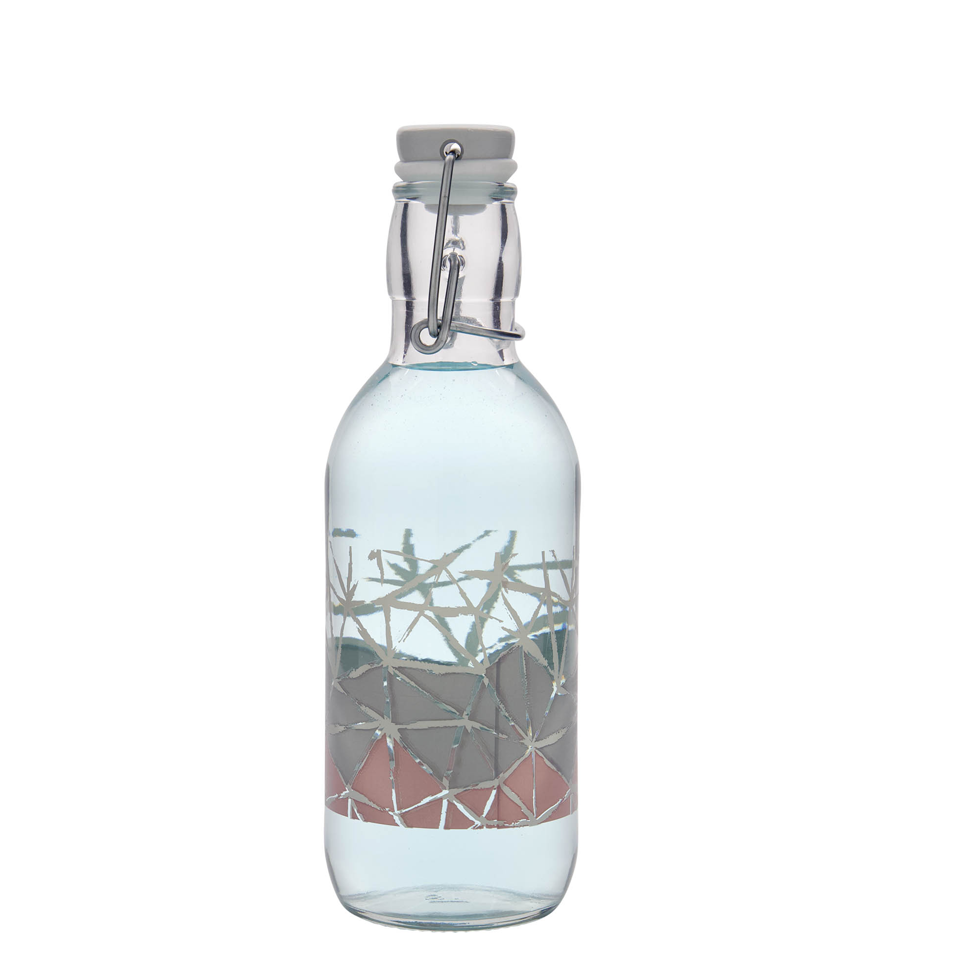 500 ml butelka szklana Emilia z nadrukiem 'Manolibera rosa', otwór: zamknięcie na zawias 500 ml butelka szklana Emilia z nadrukiem 'Manolibera rosa', otwór: zamknięcie na zawias